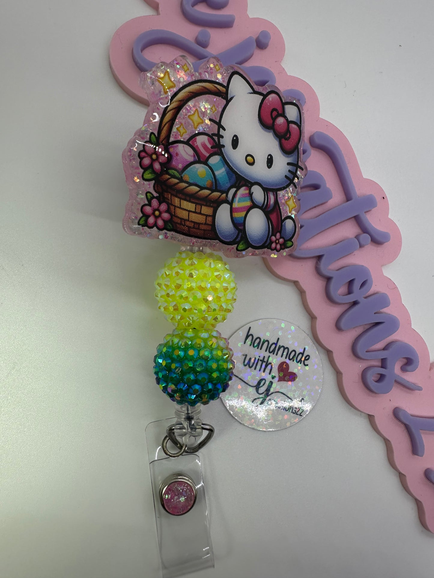 Kitty Easter Basket Badge Reel