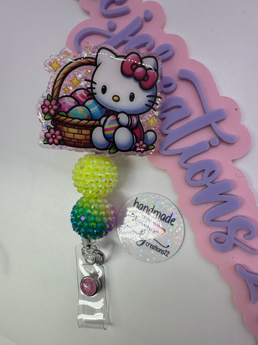 Kitty Easter Basket Badge Reel