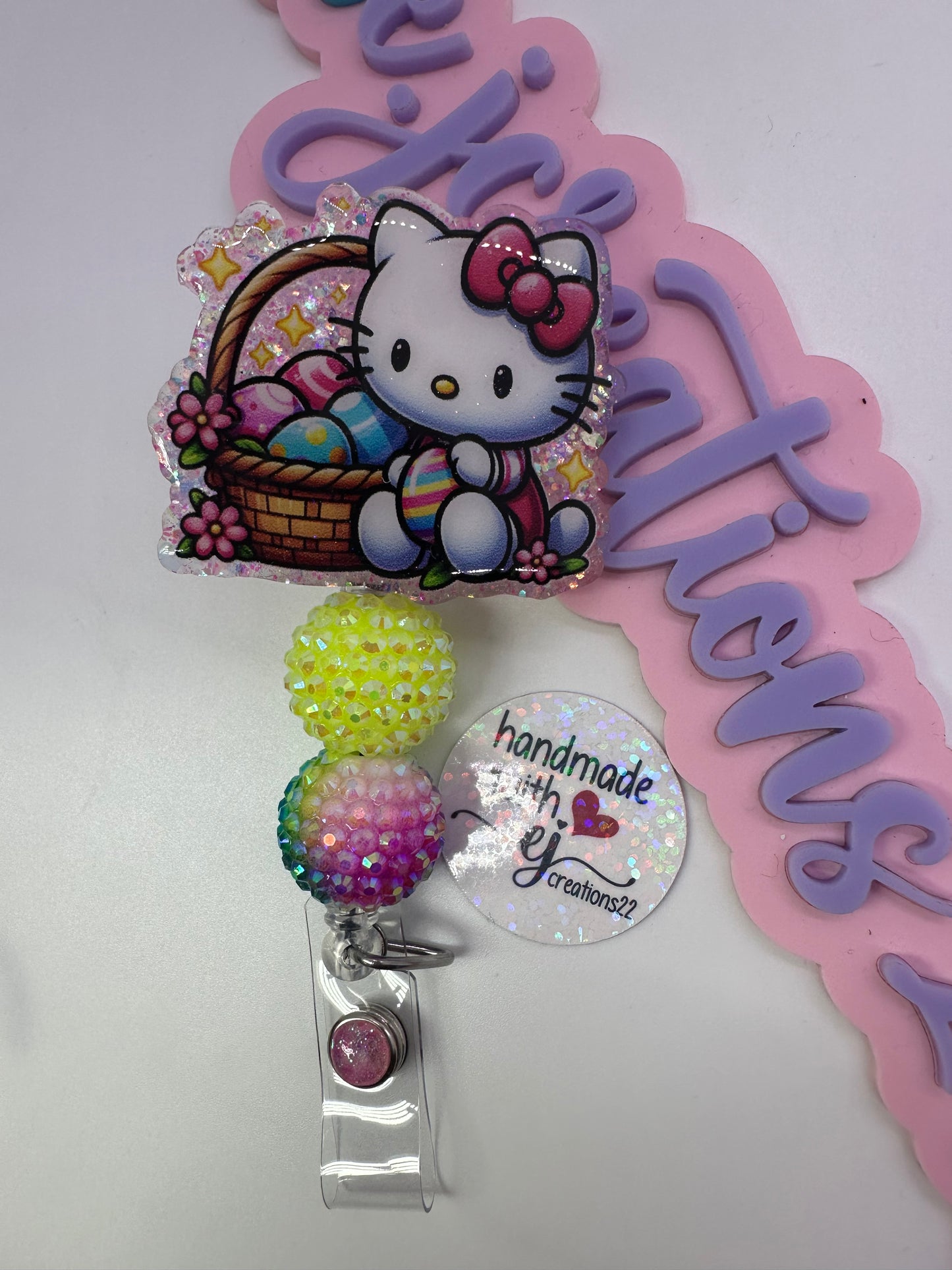 Kitty Easter Basket Badge Reel