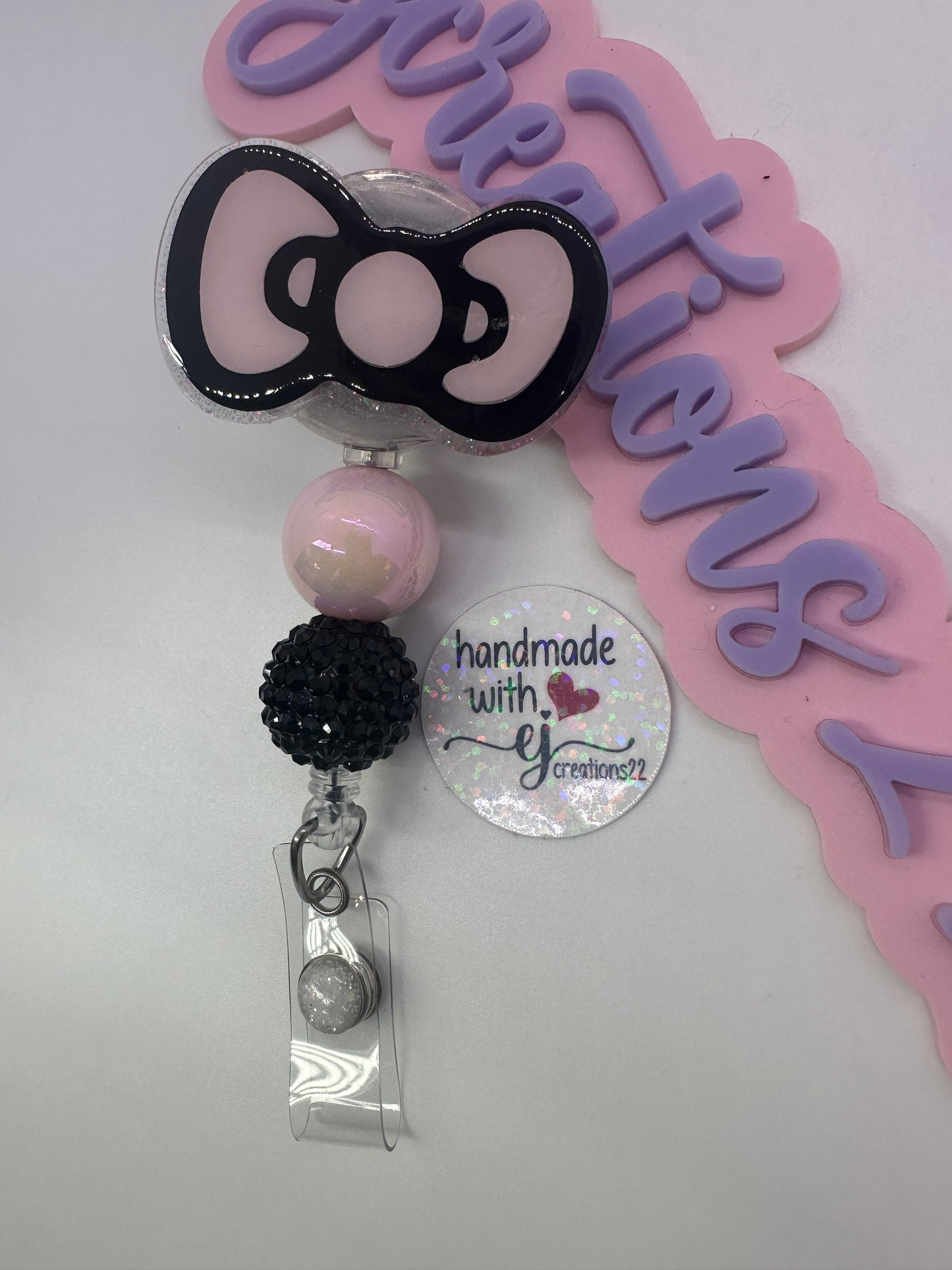 Kitty Bow Badge Reel