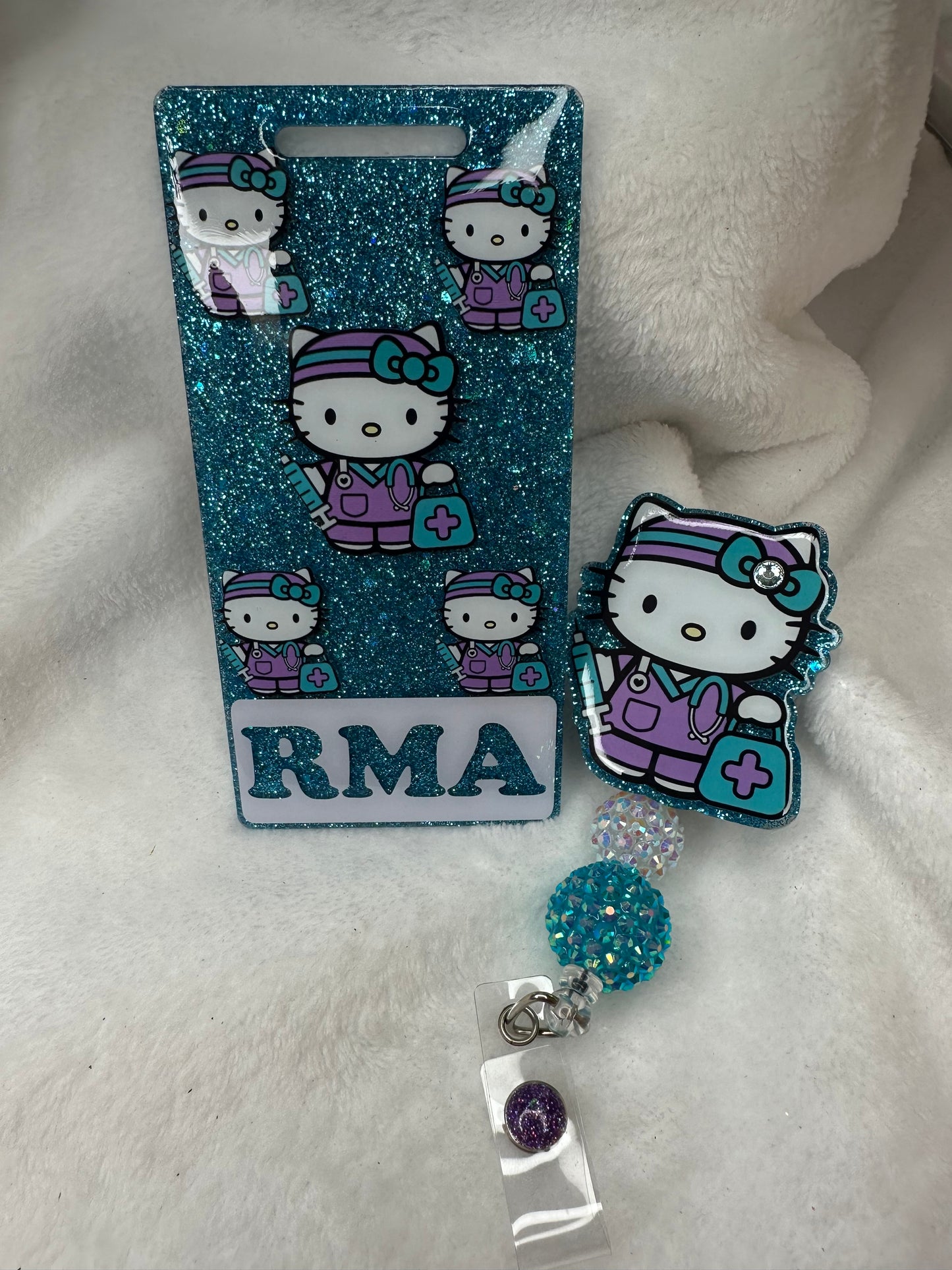 Turquoise Kitty Badge Buddy Set