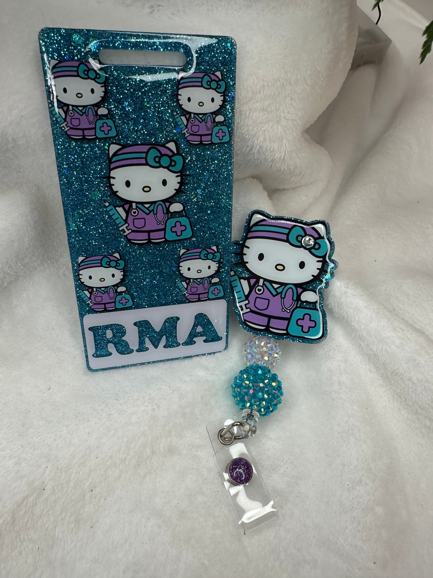 Turquoise Kitty Badge Buddy Set