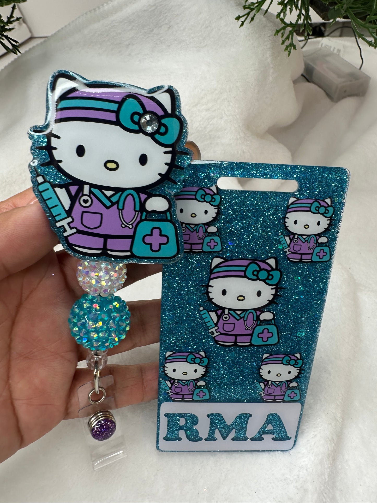 Turquoise Kitty Badge Buddy Set