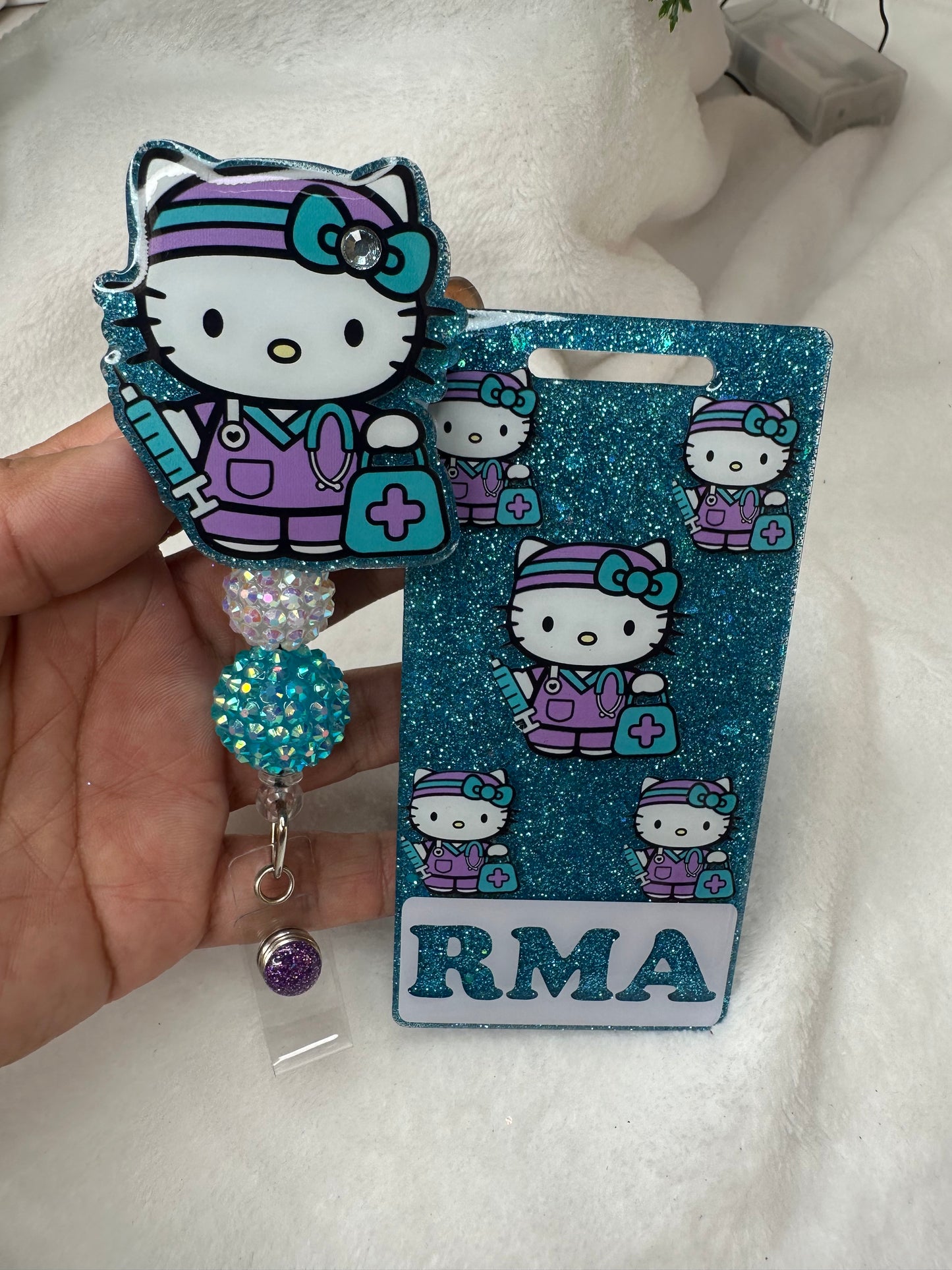 Turquoise Kitty Badge Buddy Set