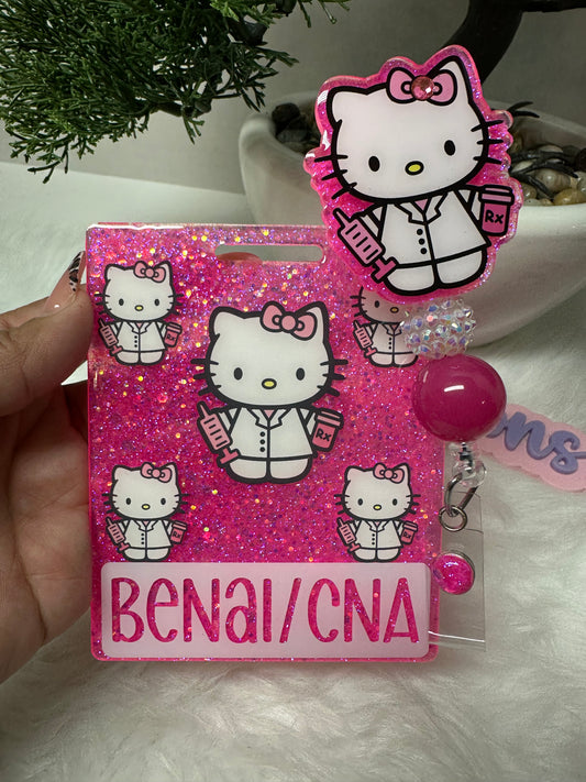Kitty Nurse Pharmacy Tech Badge Buddy Set