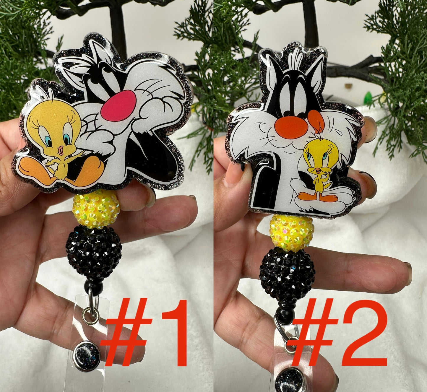 Yellow Bird Black Cat Badge Reel