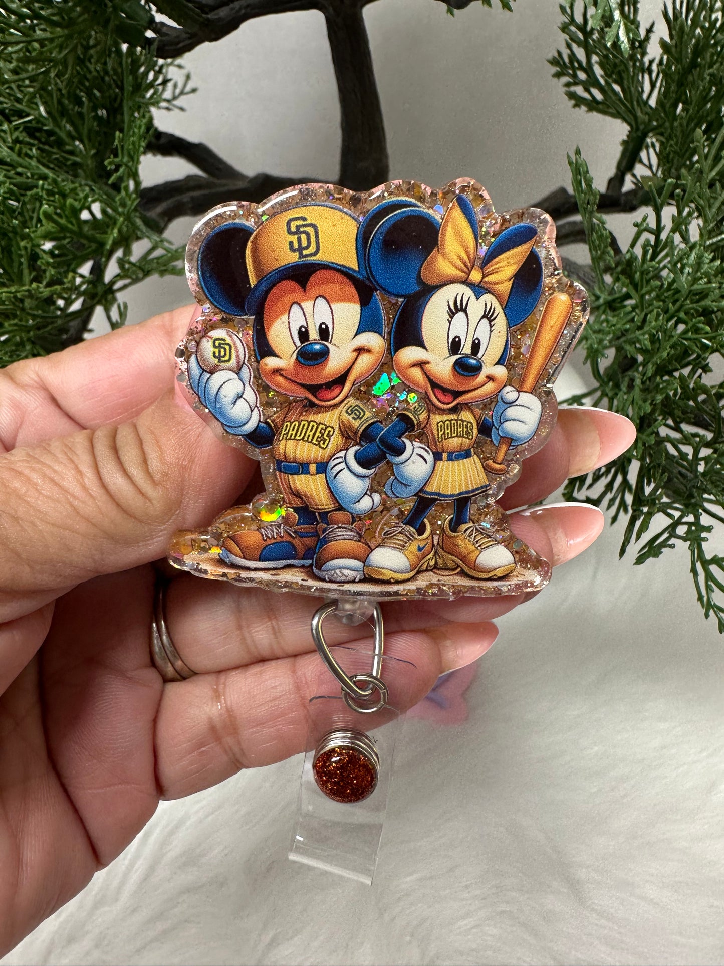 Mouse Couple SD Baseball Badge Reel
