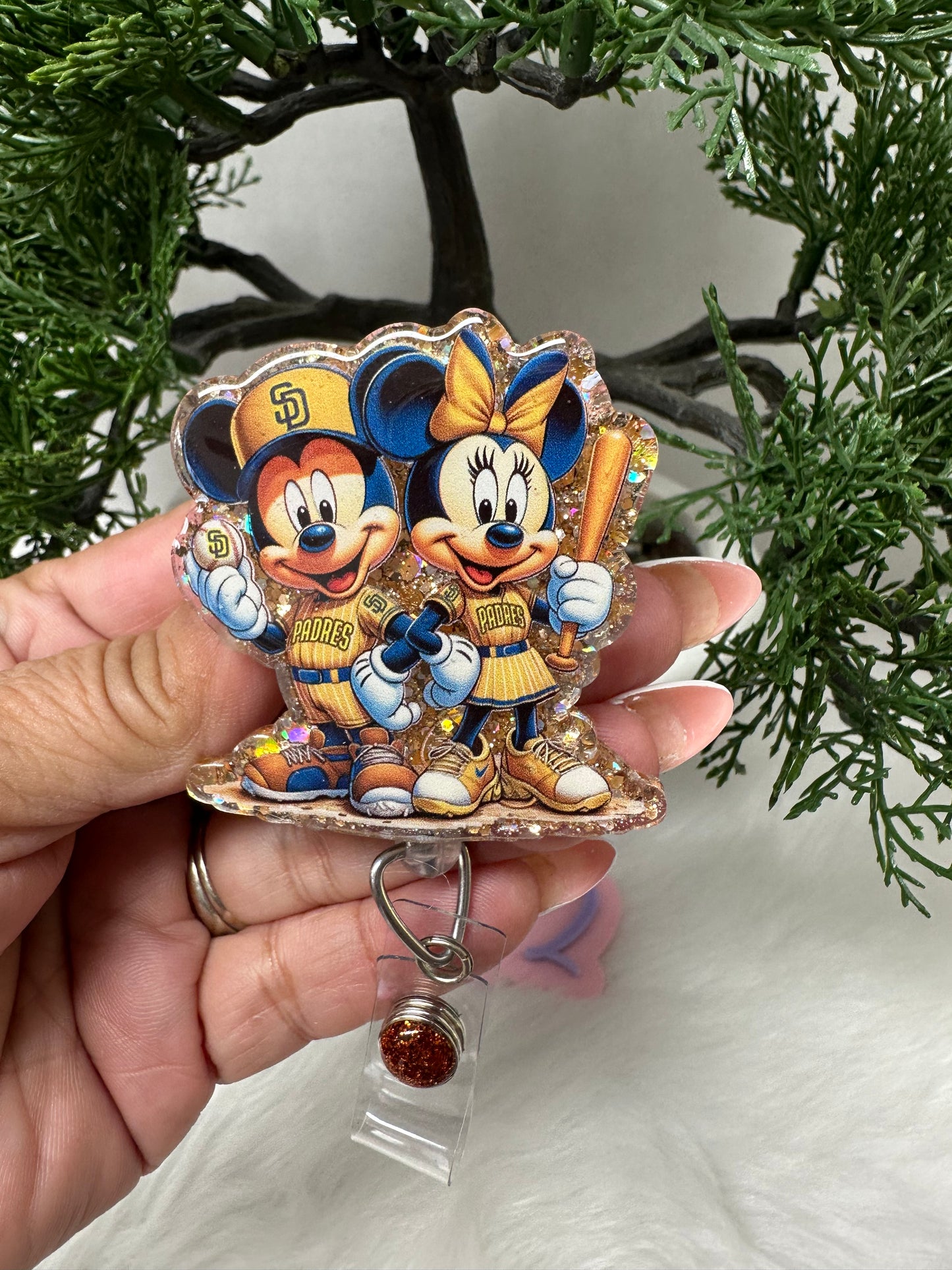 Mouse Couple SD Baseball Badge Reel
