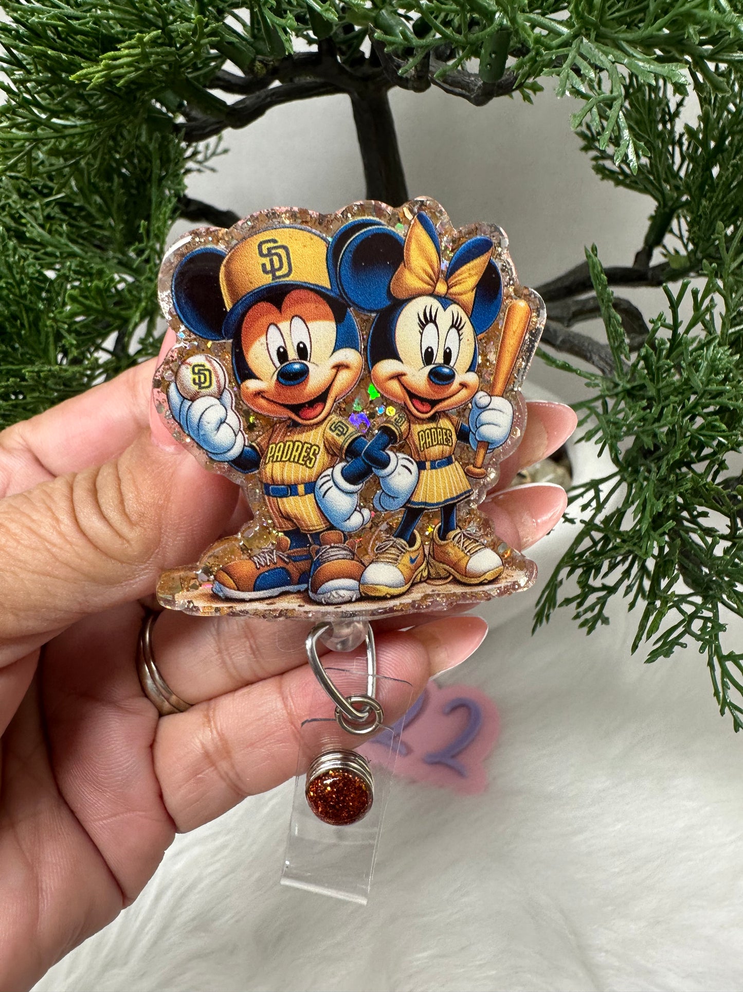 Mouse Couple SD Baseball Badge Reel
