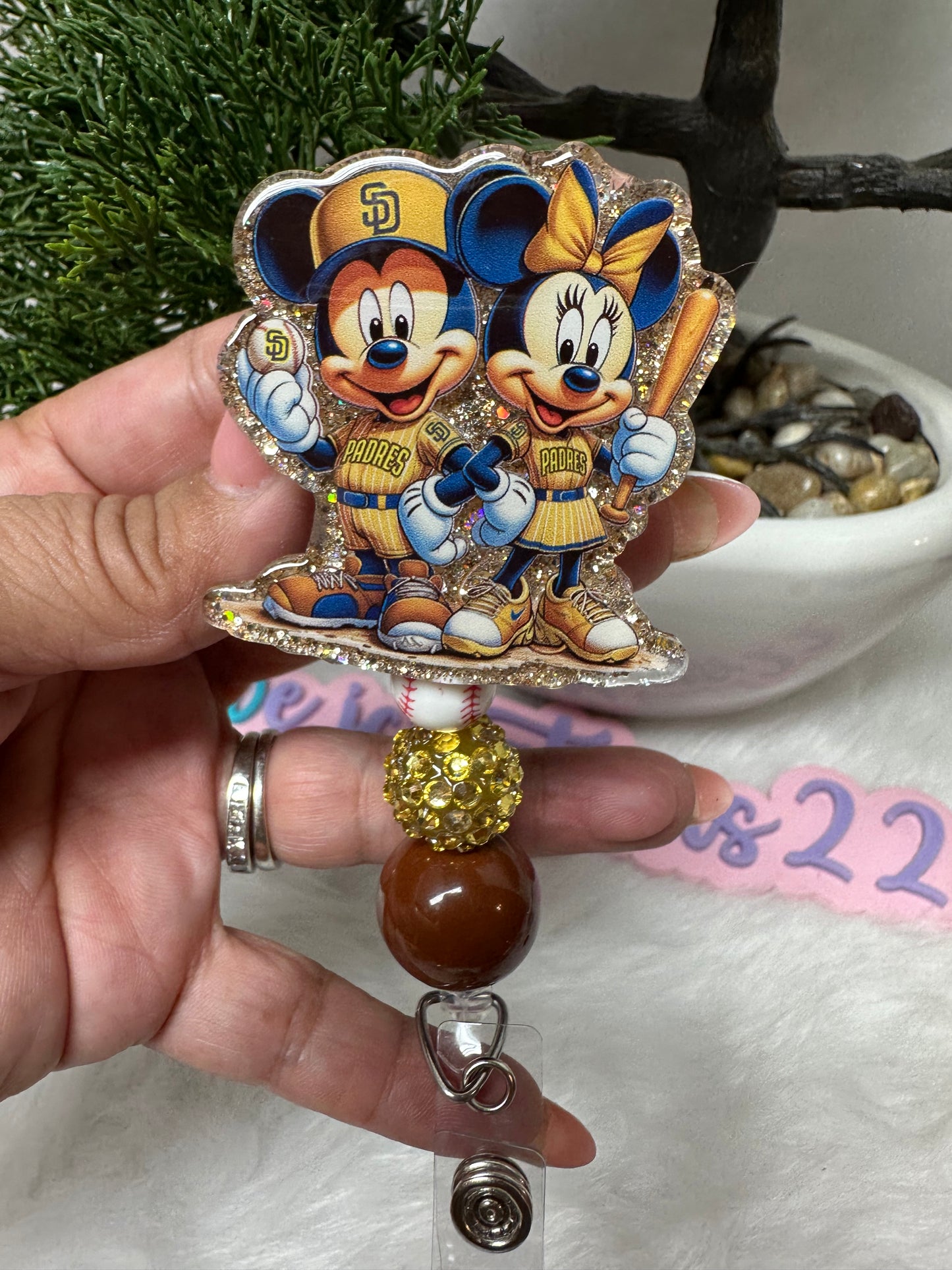 Mouse Couple SD Baseball Badge Reel