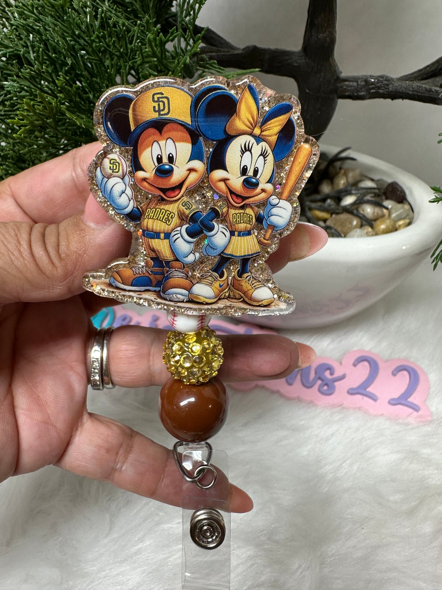 Mouse Couple SD Baseball Badge Reel