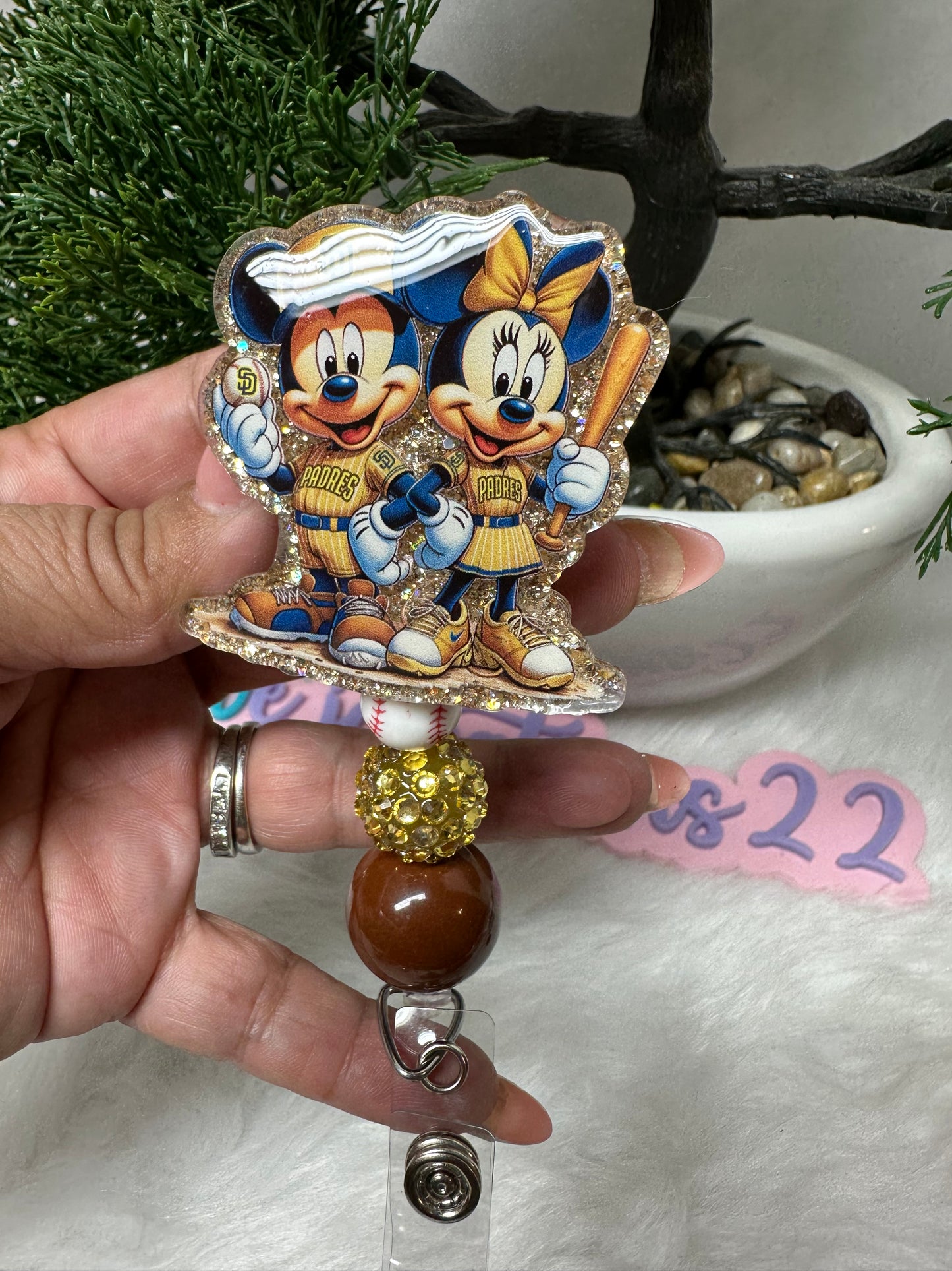 Mouse Couple SD Baseball Badge Reel