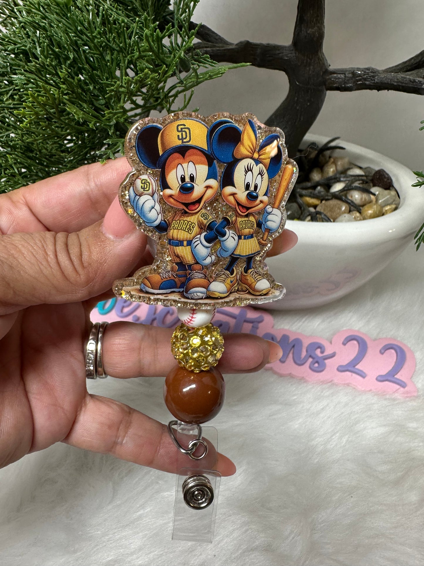 Mouse Couple SD Baseball Badge Reel