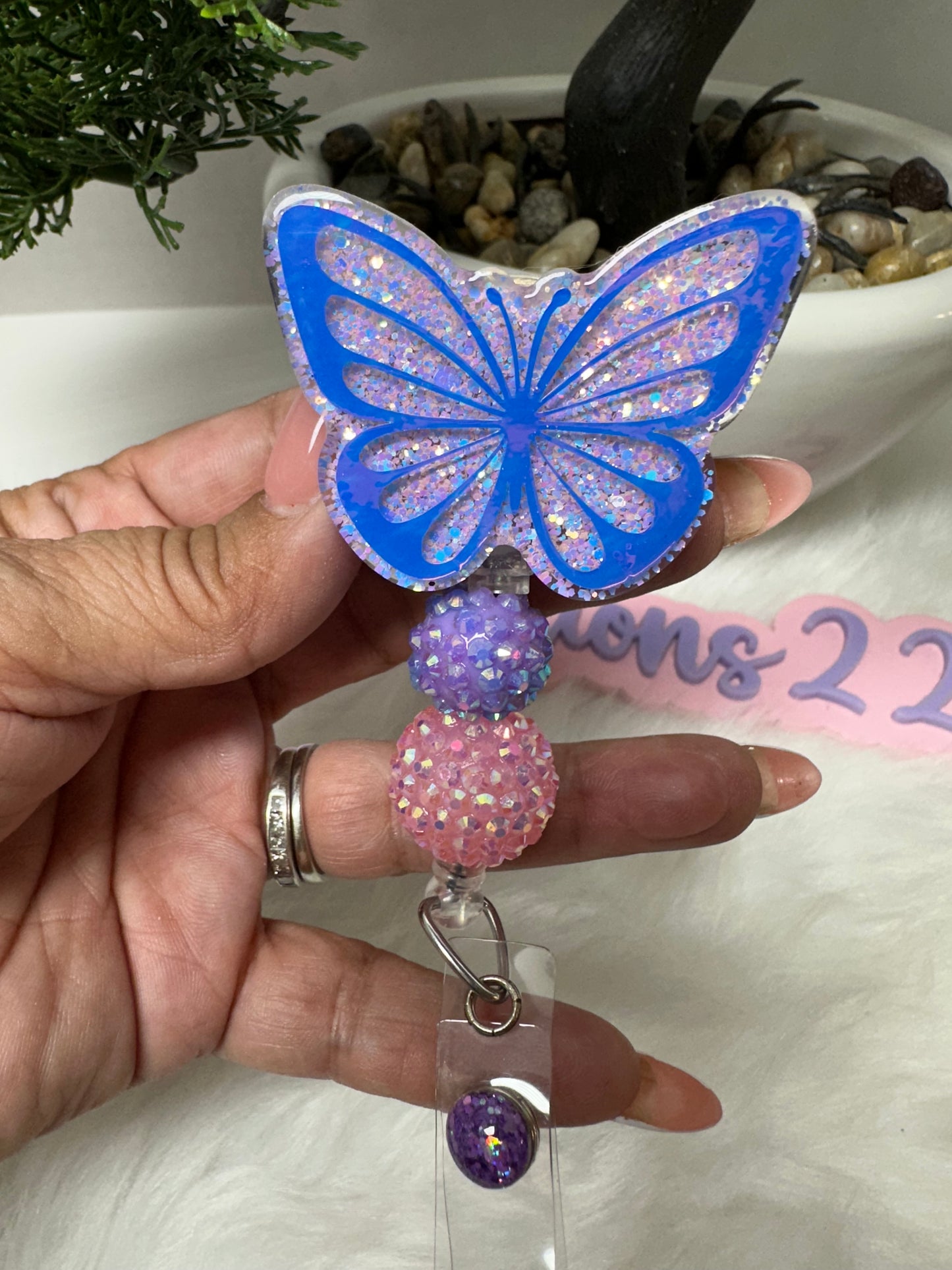 Holographic Butterfly Badge Reel