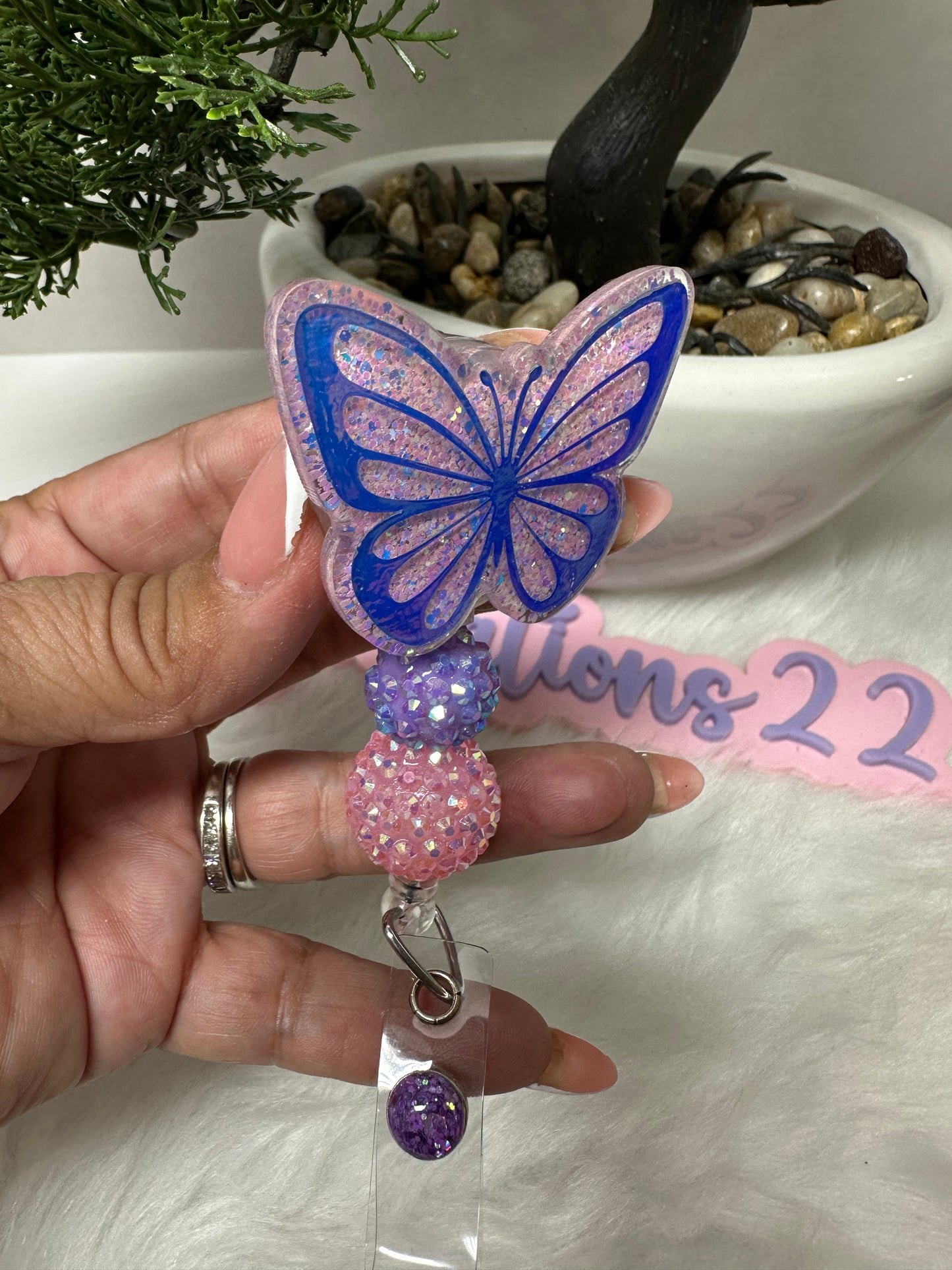 Holographic Butterfly Badge Reel