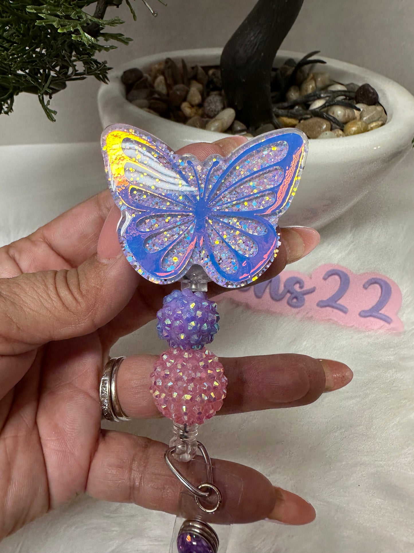 Holographic Butterfly Badge Reel