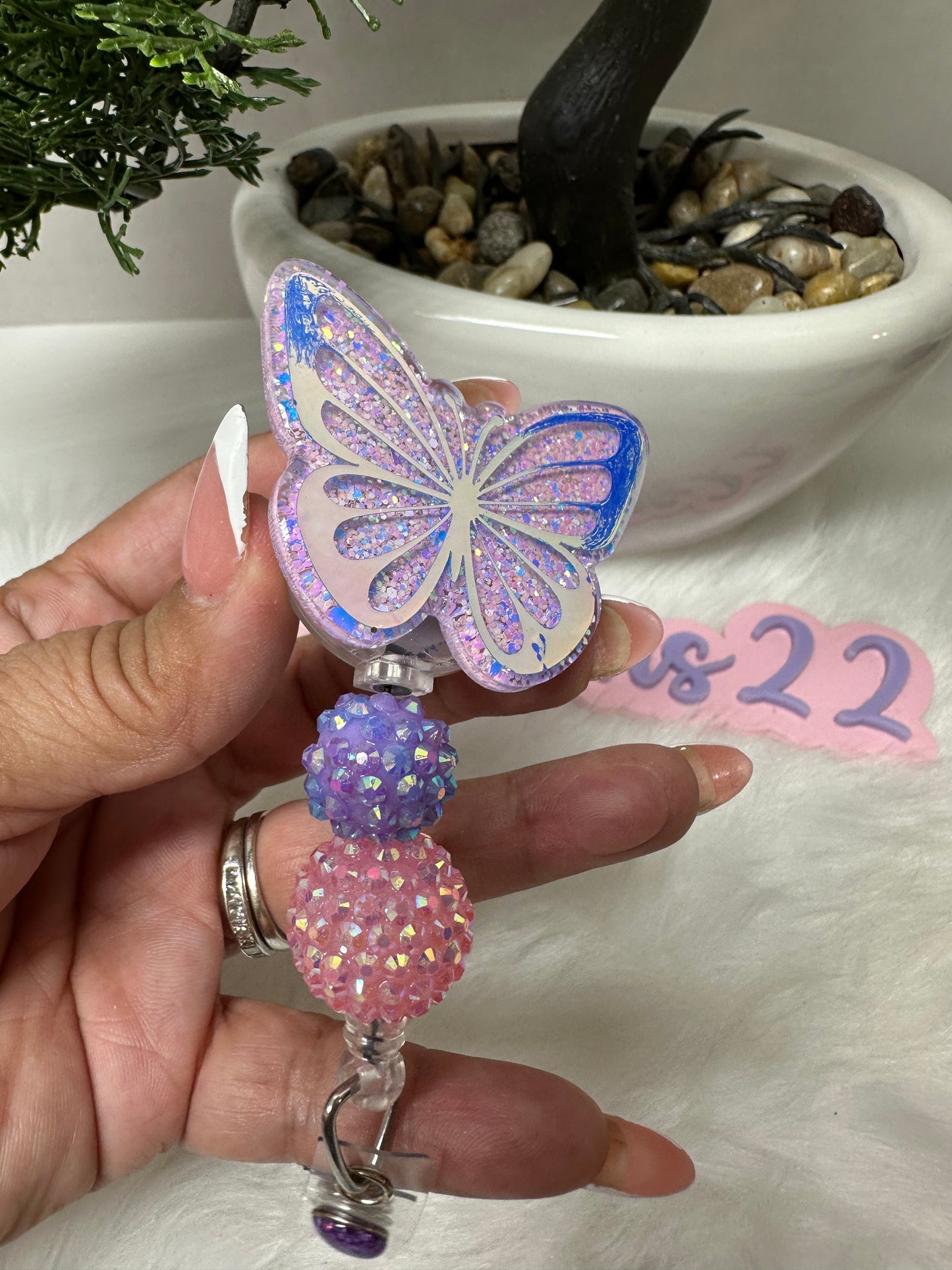 Holographic Butterfly Badge Reel