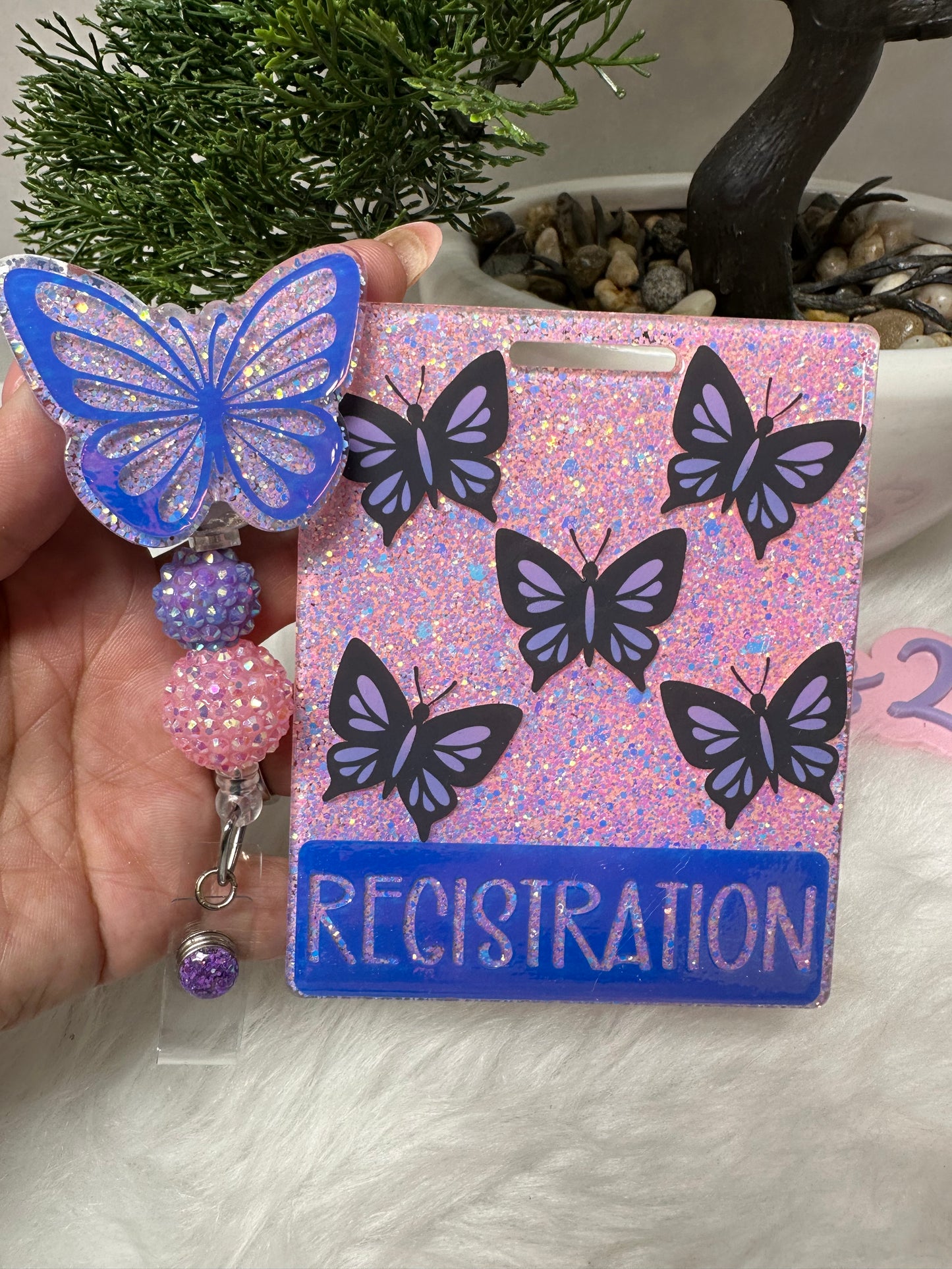 Holographic Butterflies Badge Buddy Set