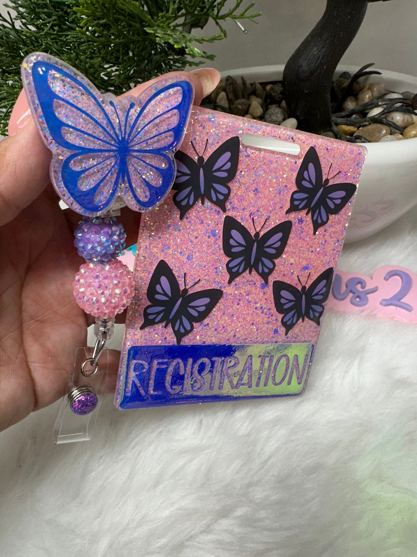Holographic Butterflies Badge Buddy Set