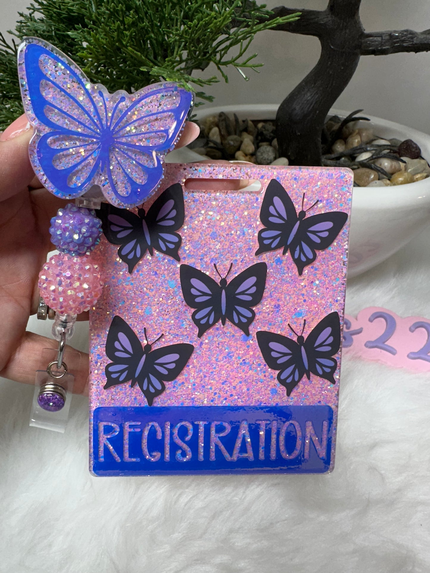 Holographic Butterflies Badge Buddy Set