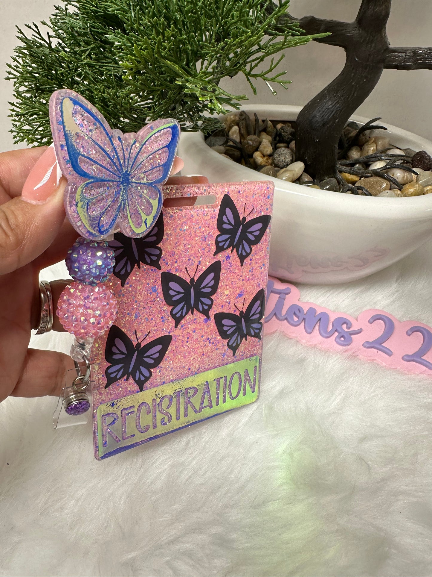 Holographic Butterflies Badge Buddy Set