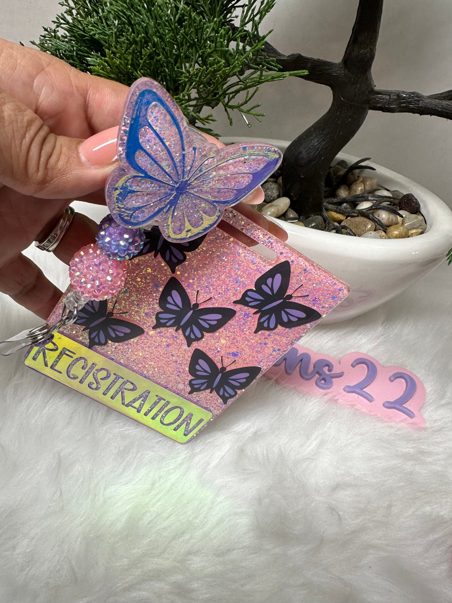 Holographic Butterflies Badge Buddy Set