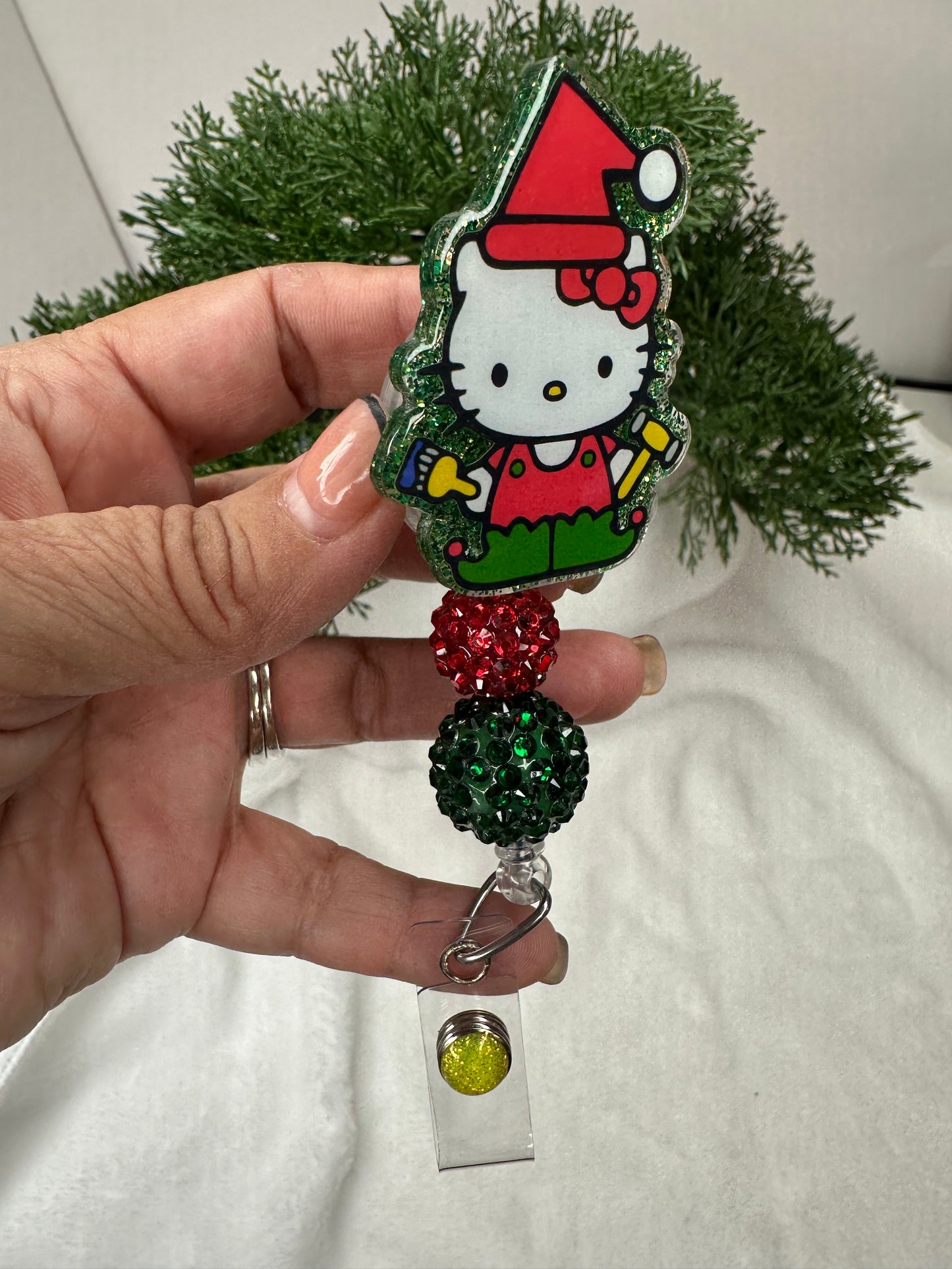 Christmas Elf Kitty Badge Reel