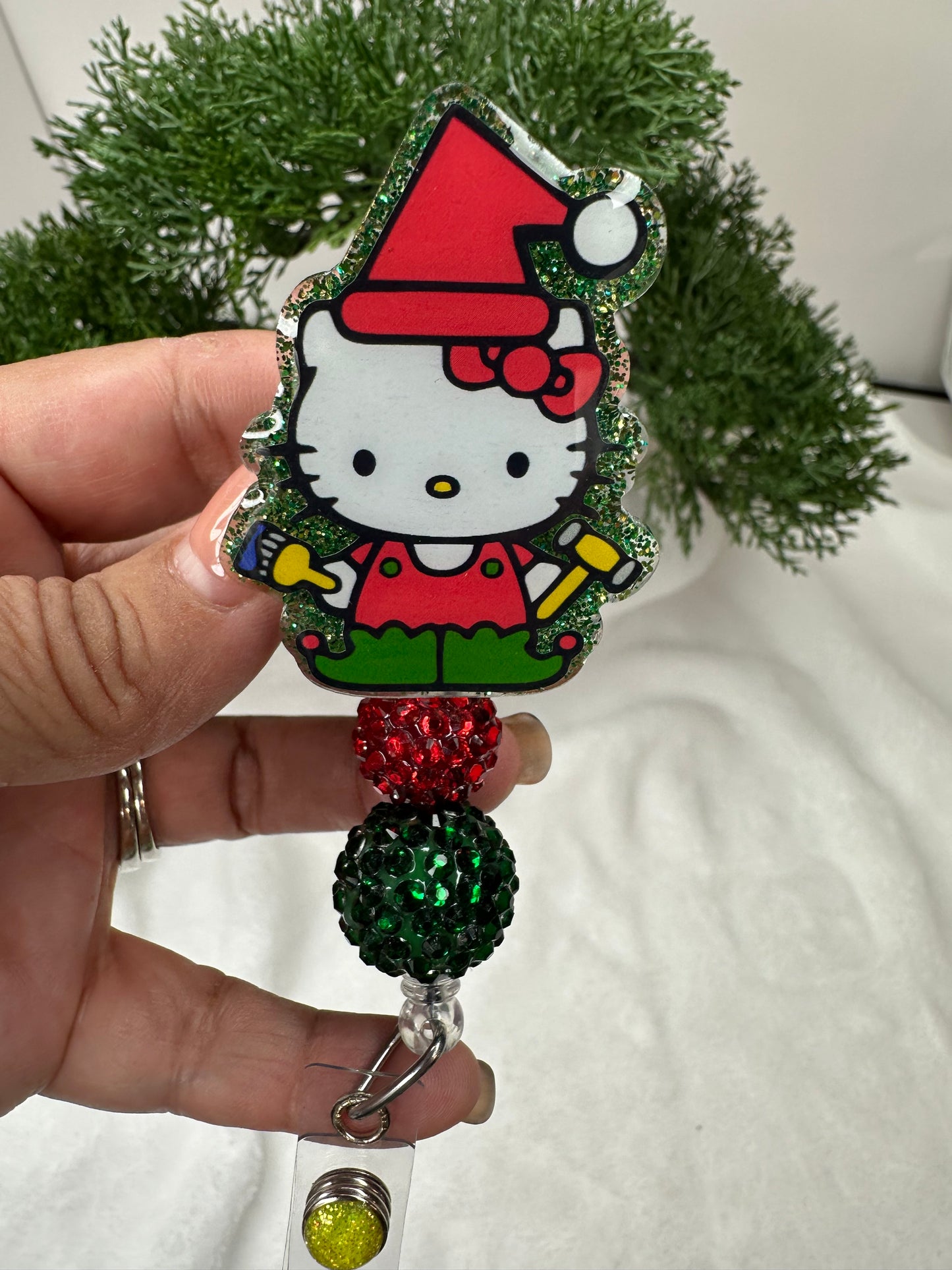 Christmas Elf Kitty Badge Reel