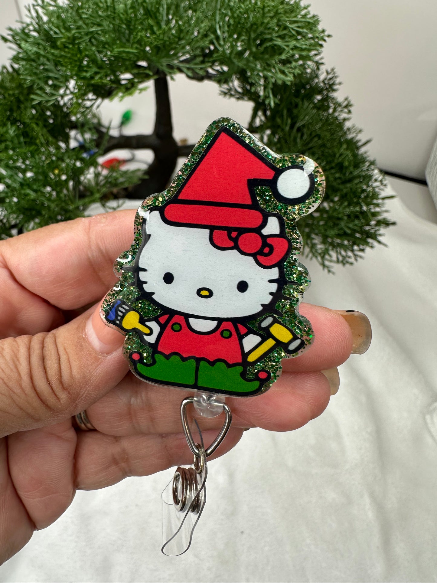 Christmas Elf Kitty Badge Reel