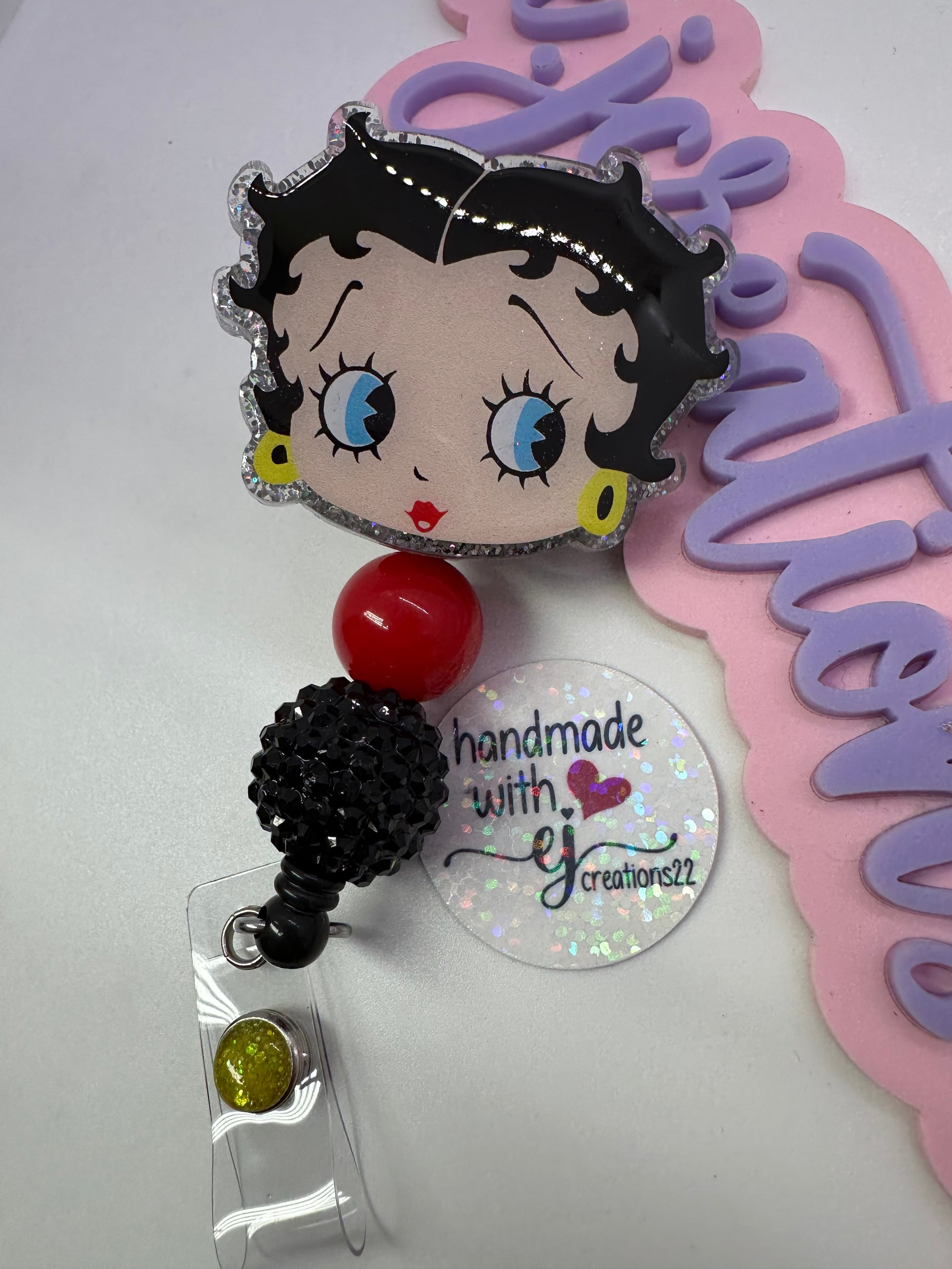 sassy classy betty boo badge reel - vintage character badge reels