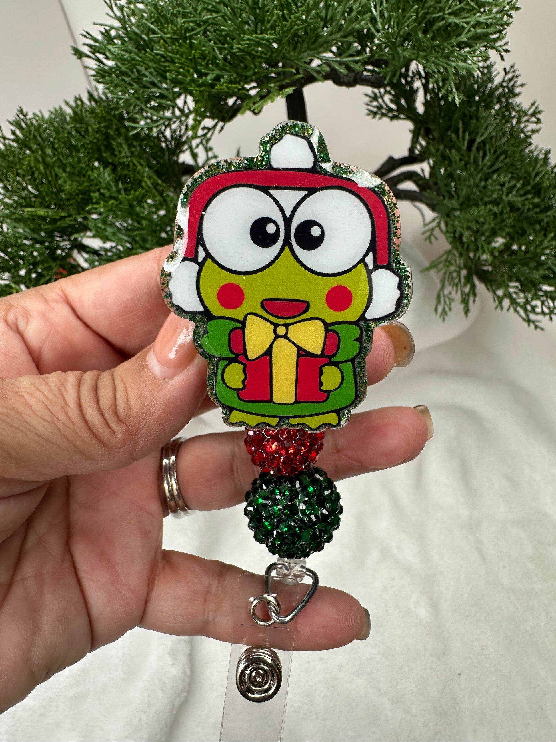 sanrio frog badge reel - Christmas frog badge reel