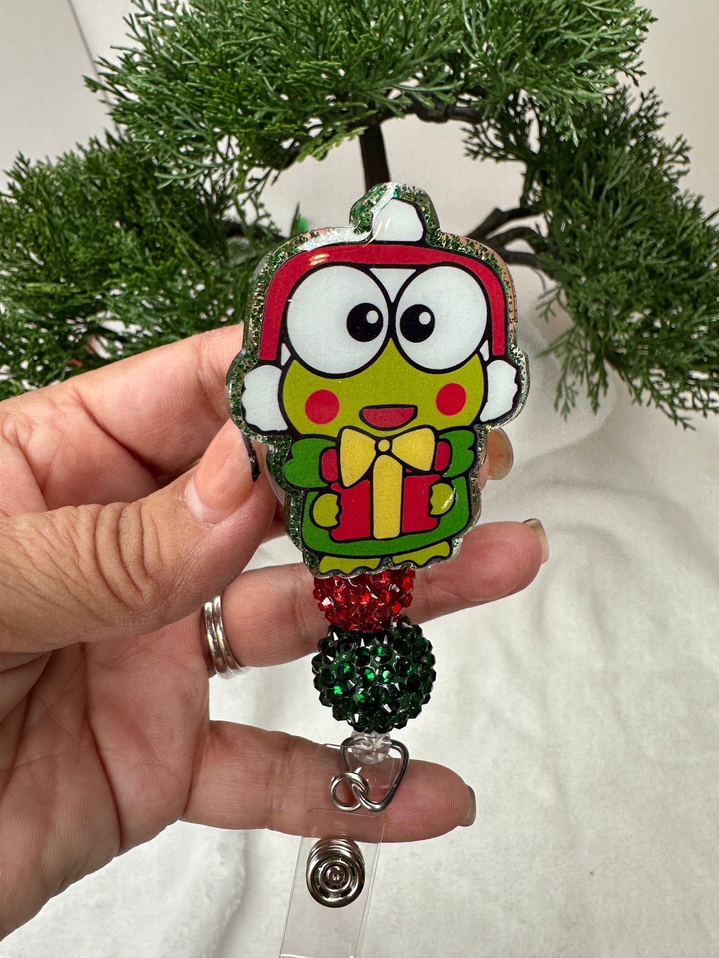 Christmas Kawaii Frog Badge Reel