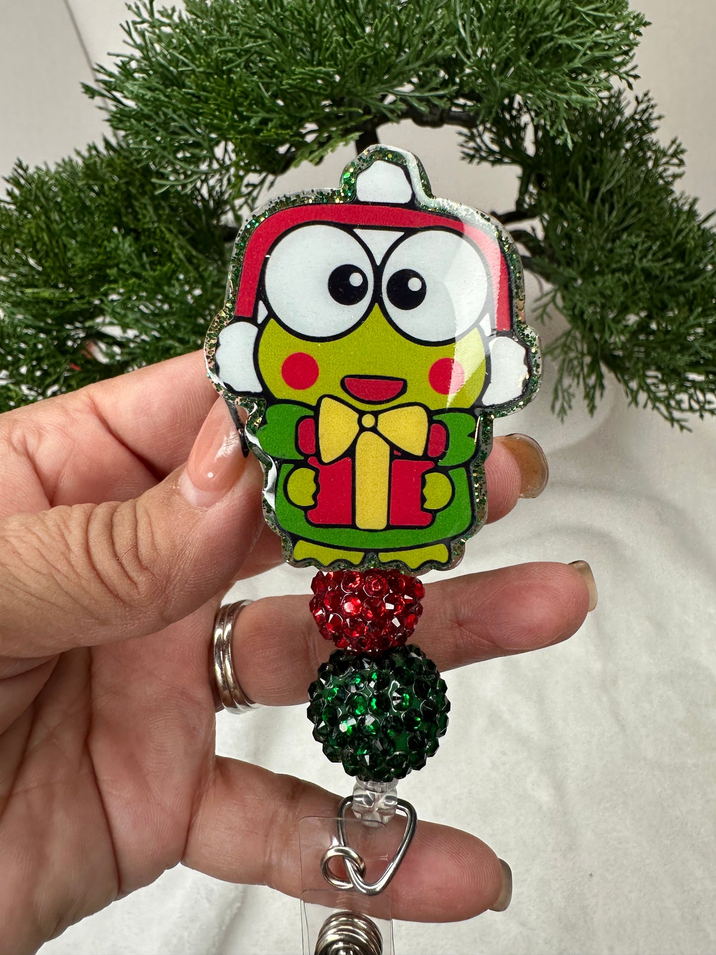 Christmas Kawaii Frog Badge Reel