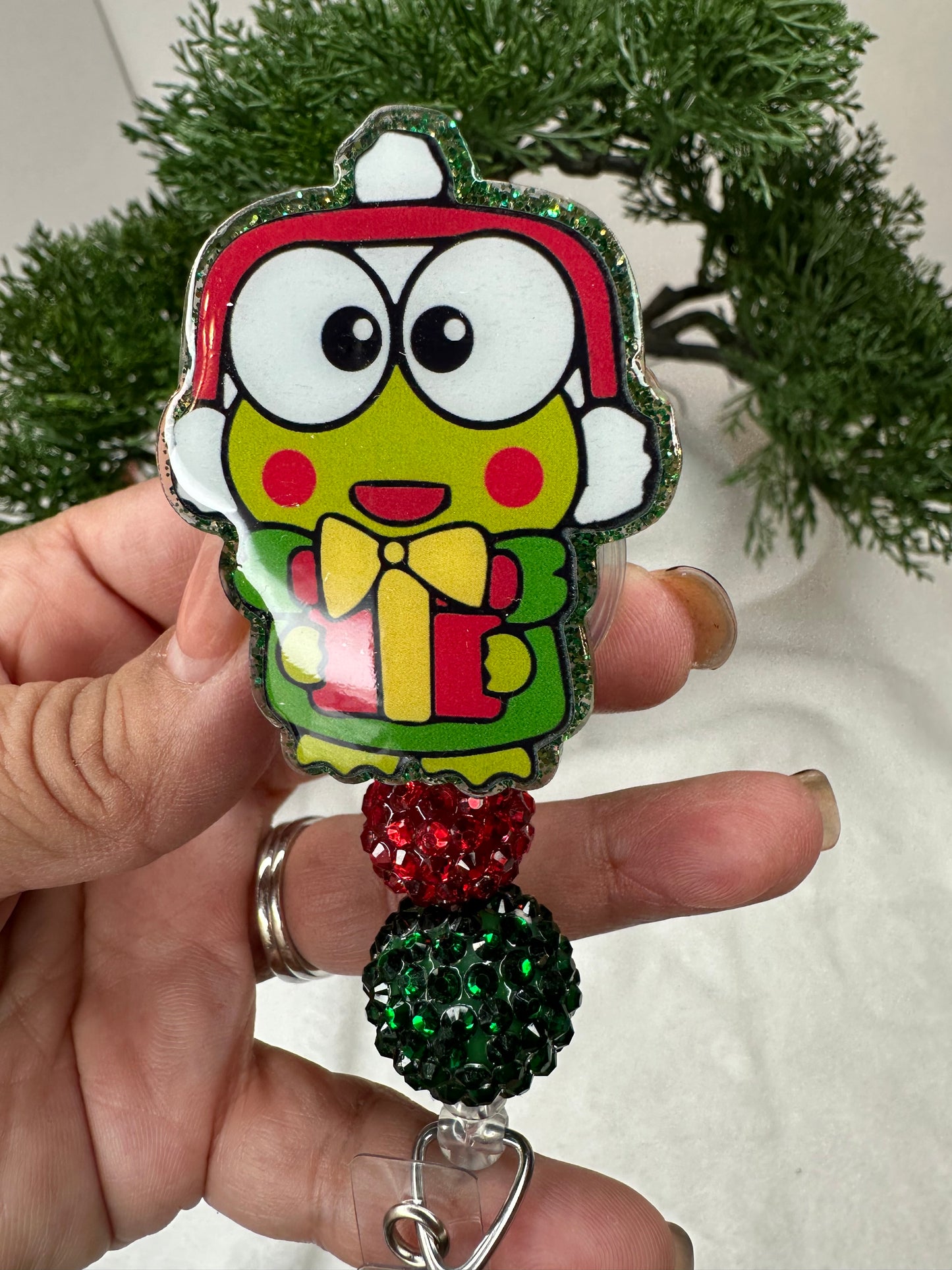 Christmas Kawaii Frog Badge Reel