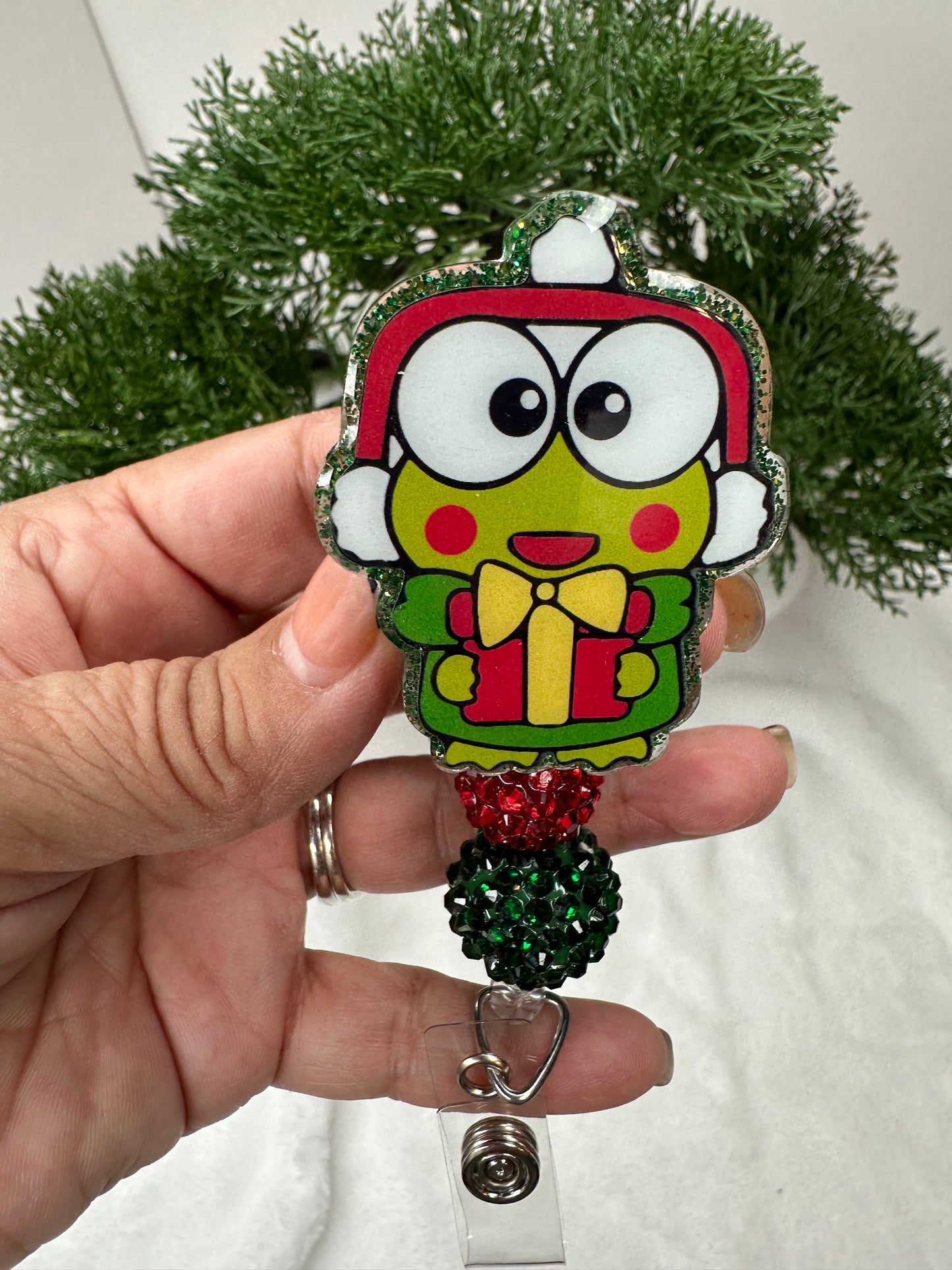 Christmas Kawaii Frog Badge Reel