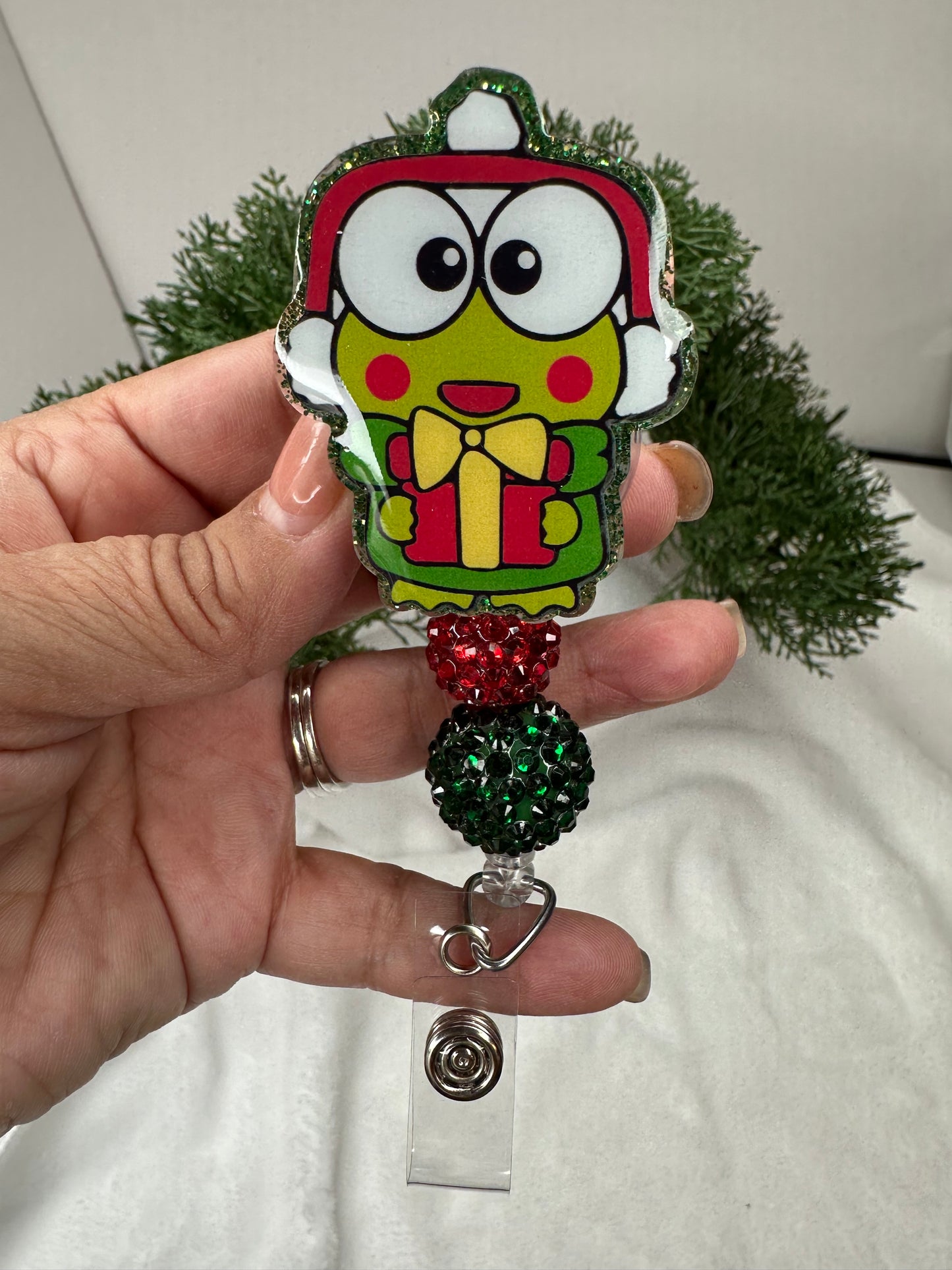 Christmas Kawaii Frog Badge Reel