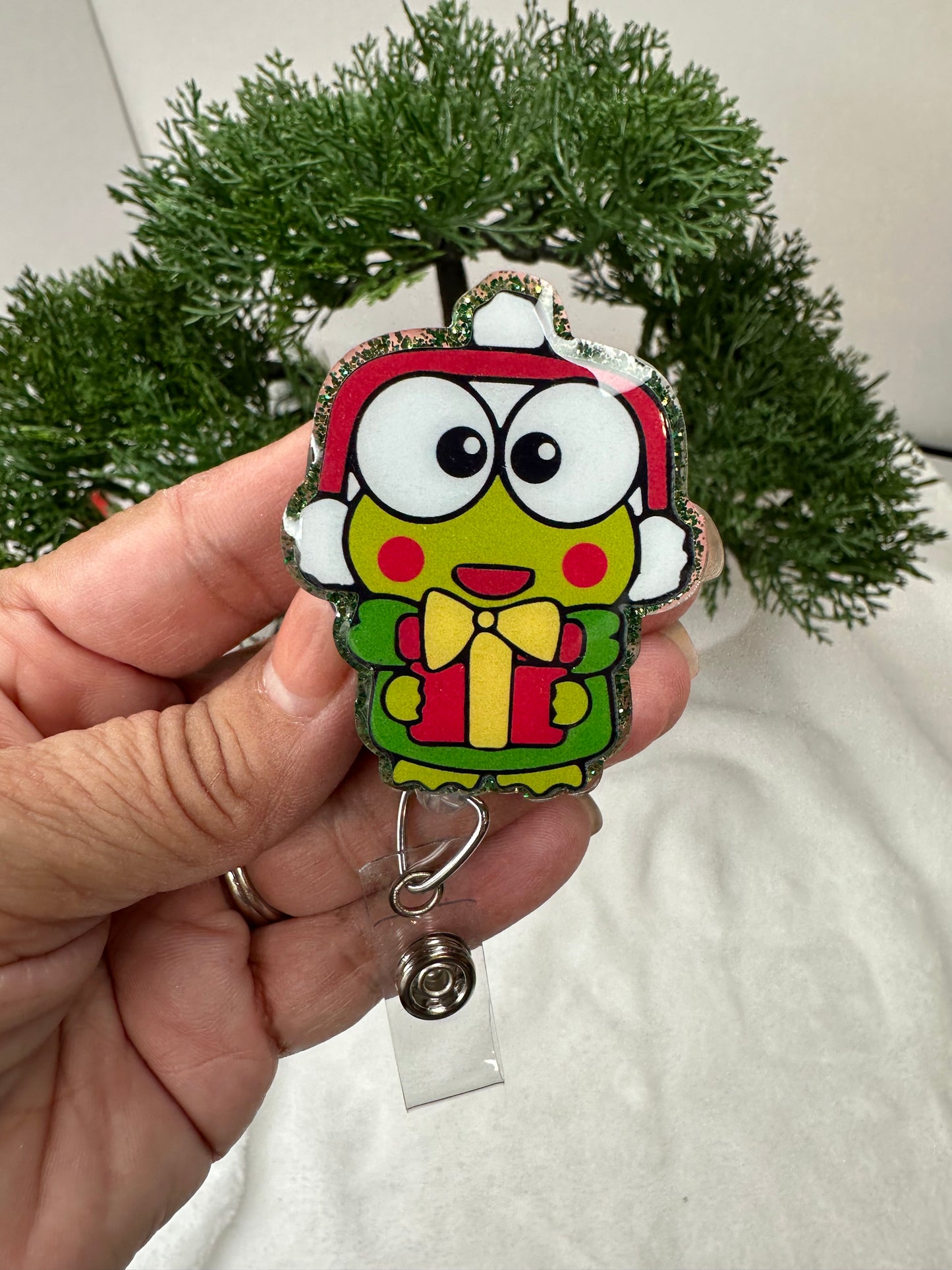 Christmas Kawaii Frog Badge Reel