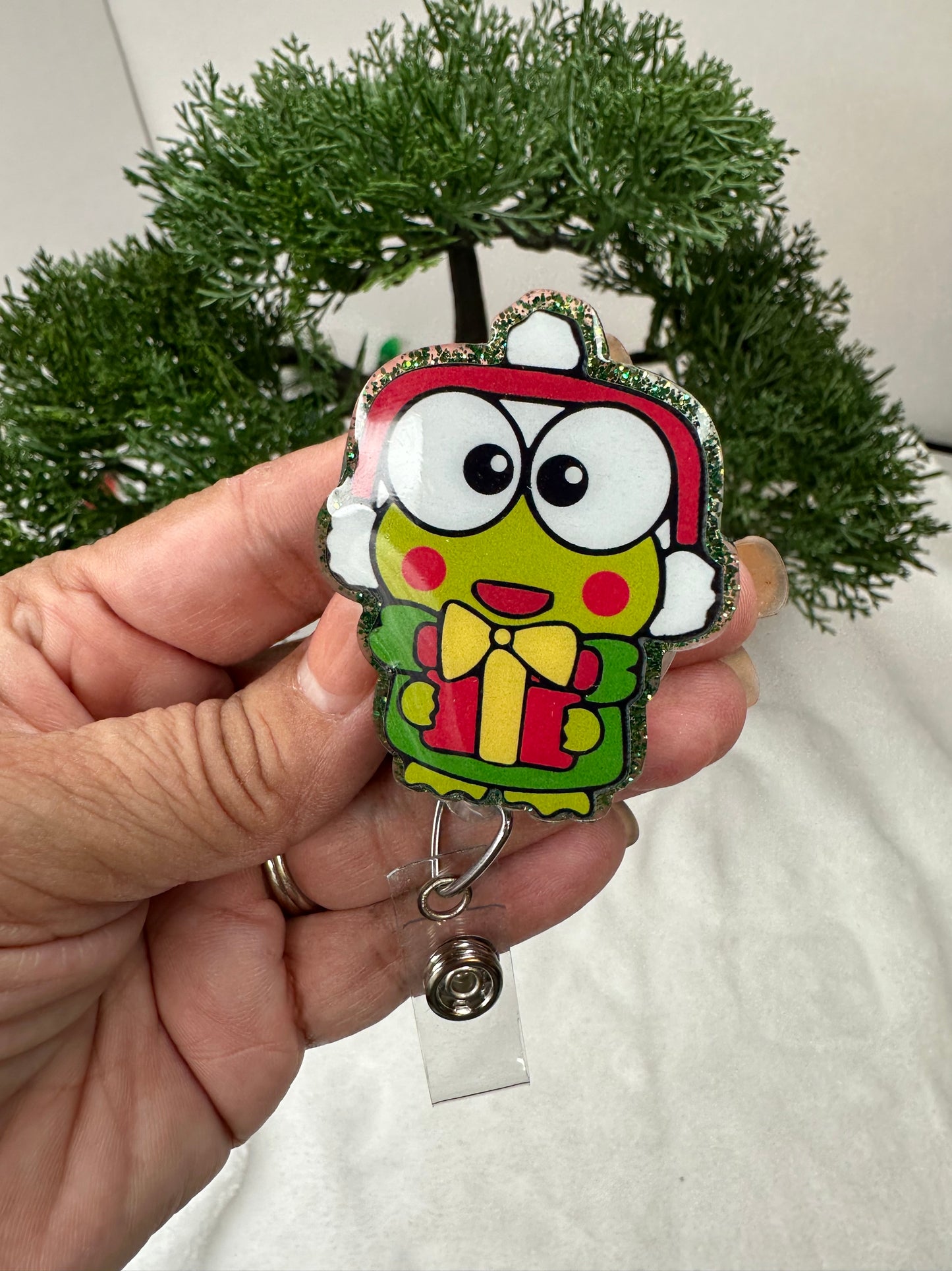 Christmas Kawaii Frog Badge Reel