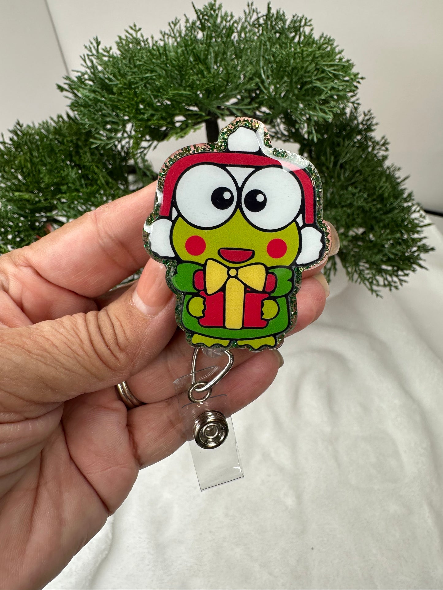 Christmas Kawaii Frog Badge Reel