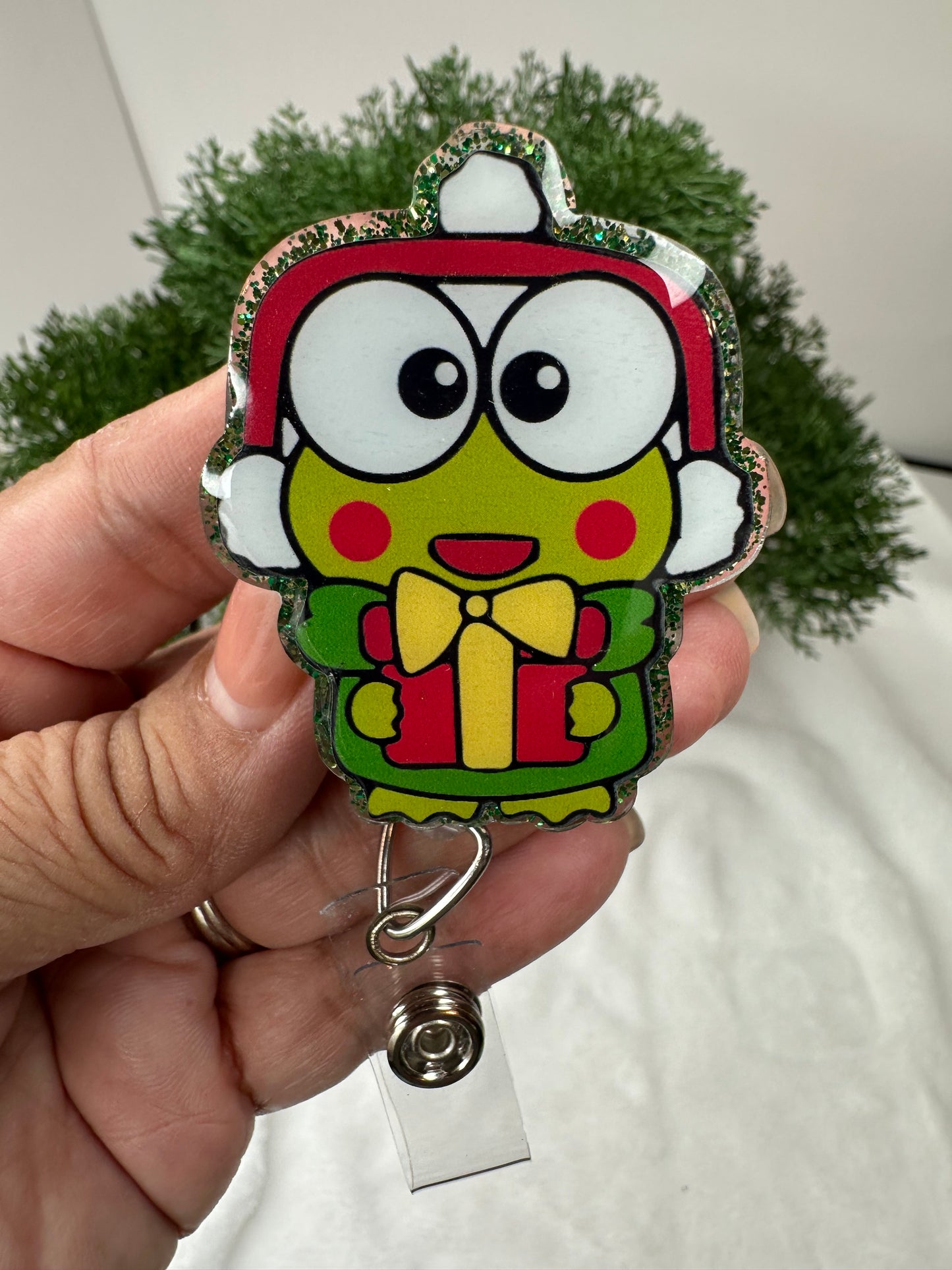 Christmas Kawaii Frog Badge Reel