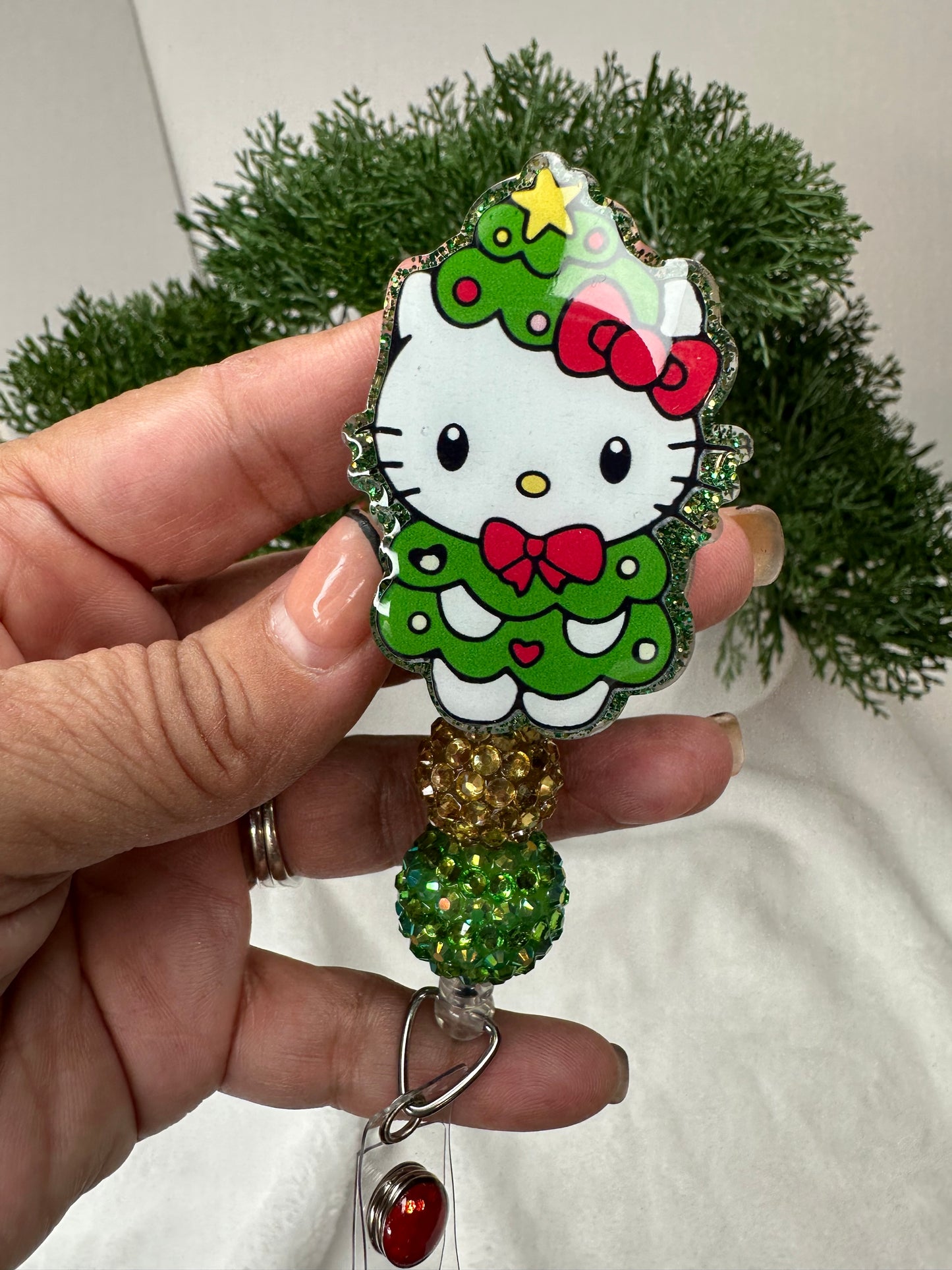 Christmas Tree Kitty Badge Reel