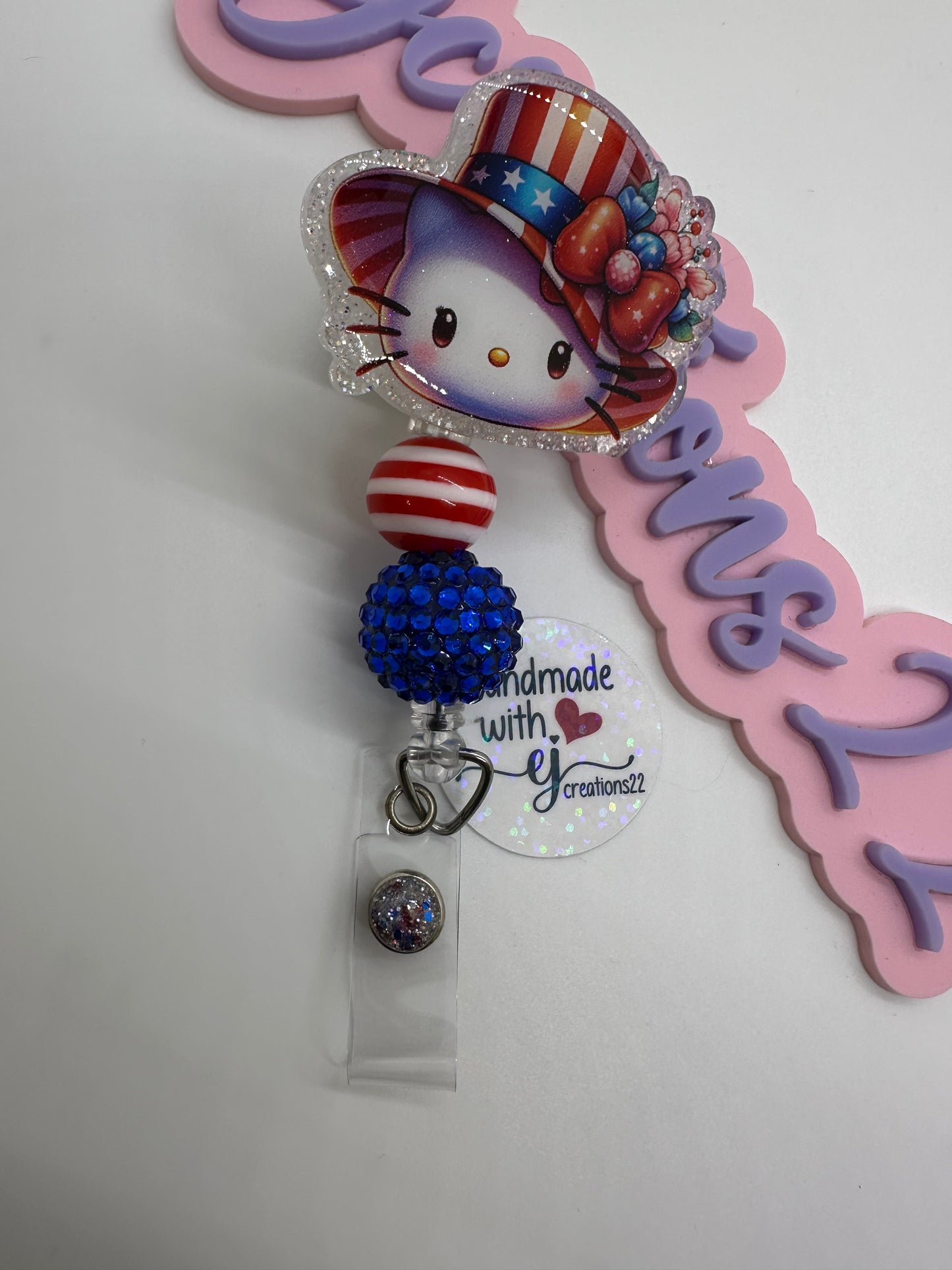 Kitty 4th of July Badge Reel