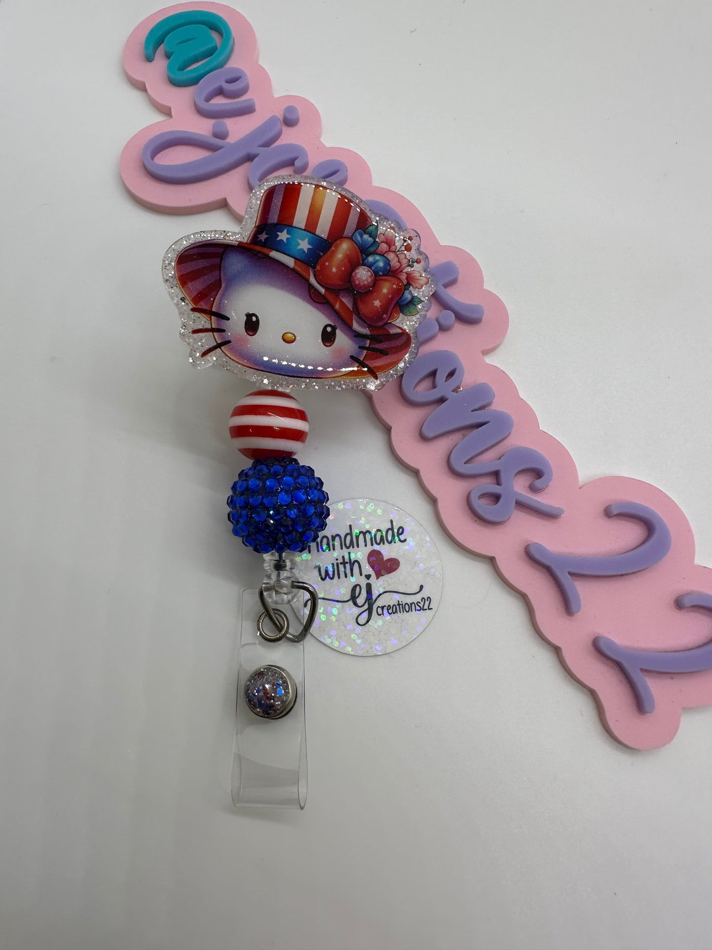 Kitty 4th of July Badge Reel