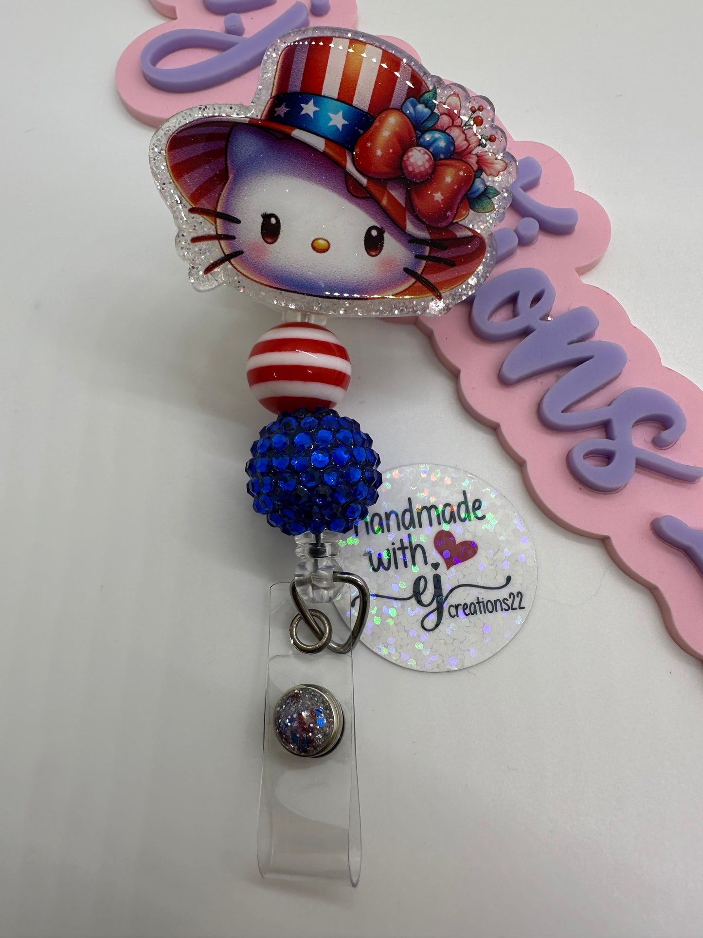 Kitty 4th of July Badge Reel