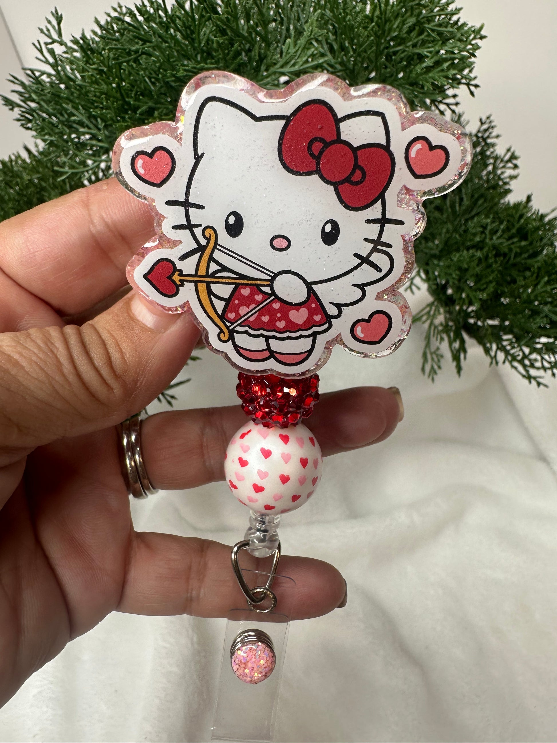 cupid kitty badge reel - cupid kitty valentines day badge reel