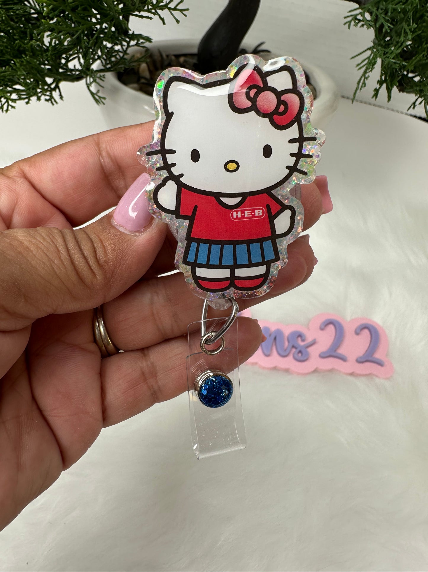 Kawaii Kitty H.E.B Badge Reel