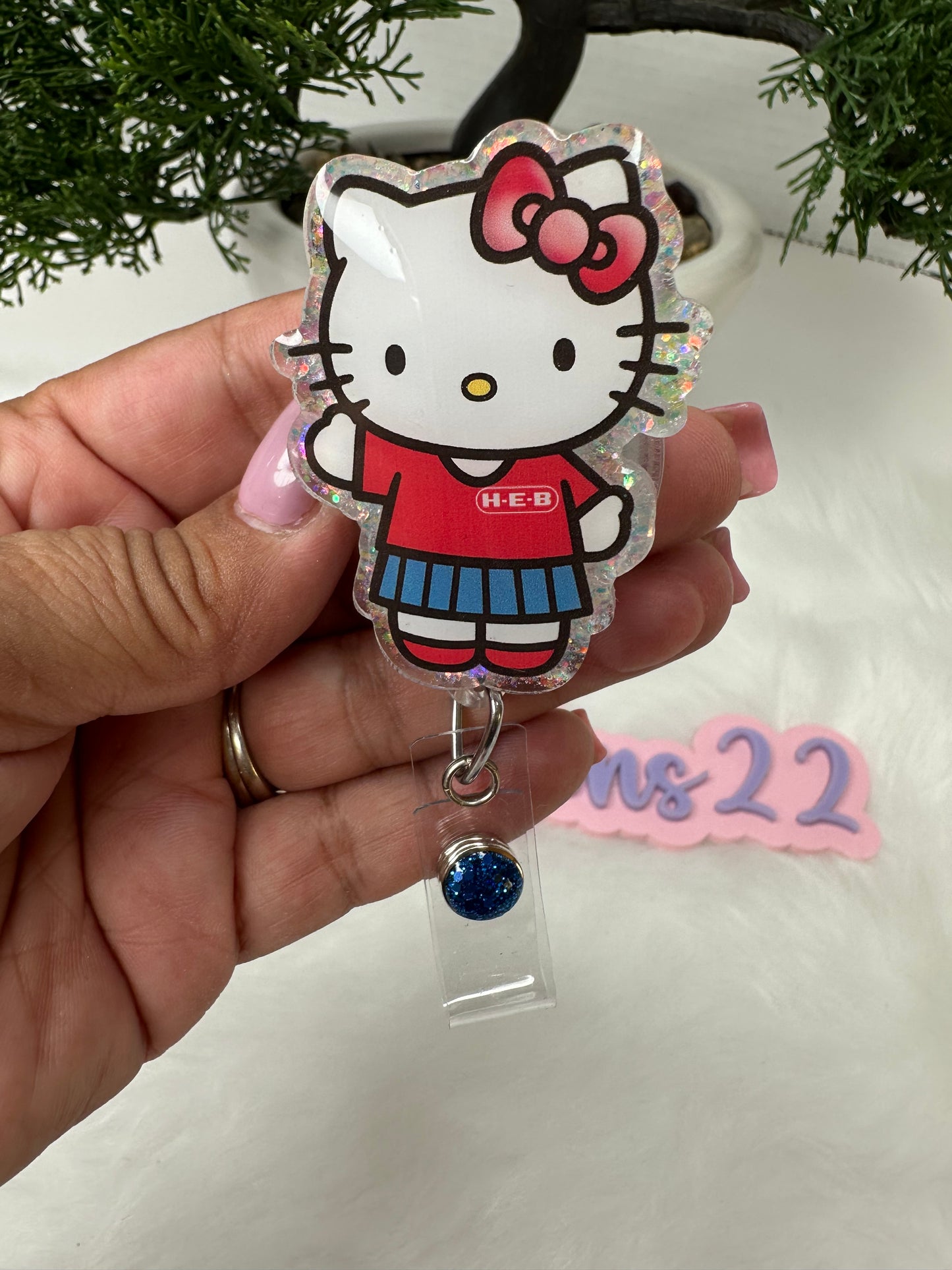 Kawaii Kitty H.E.B Badge Reel