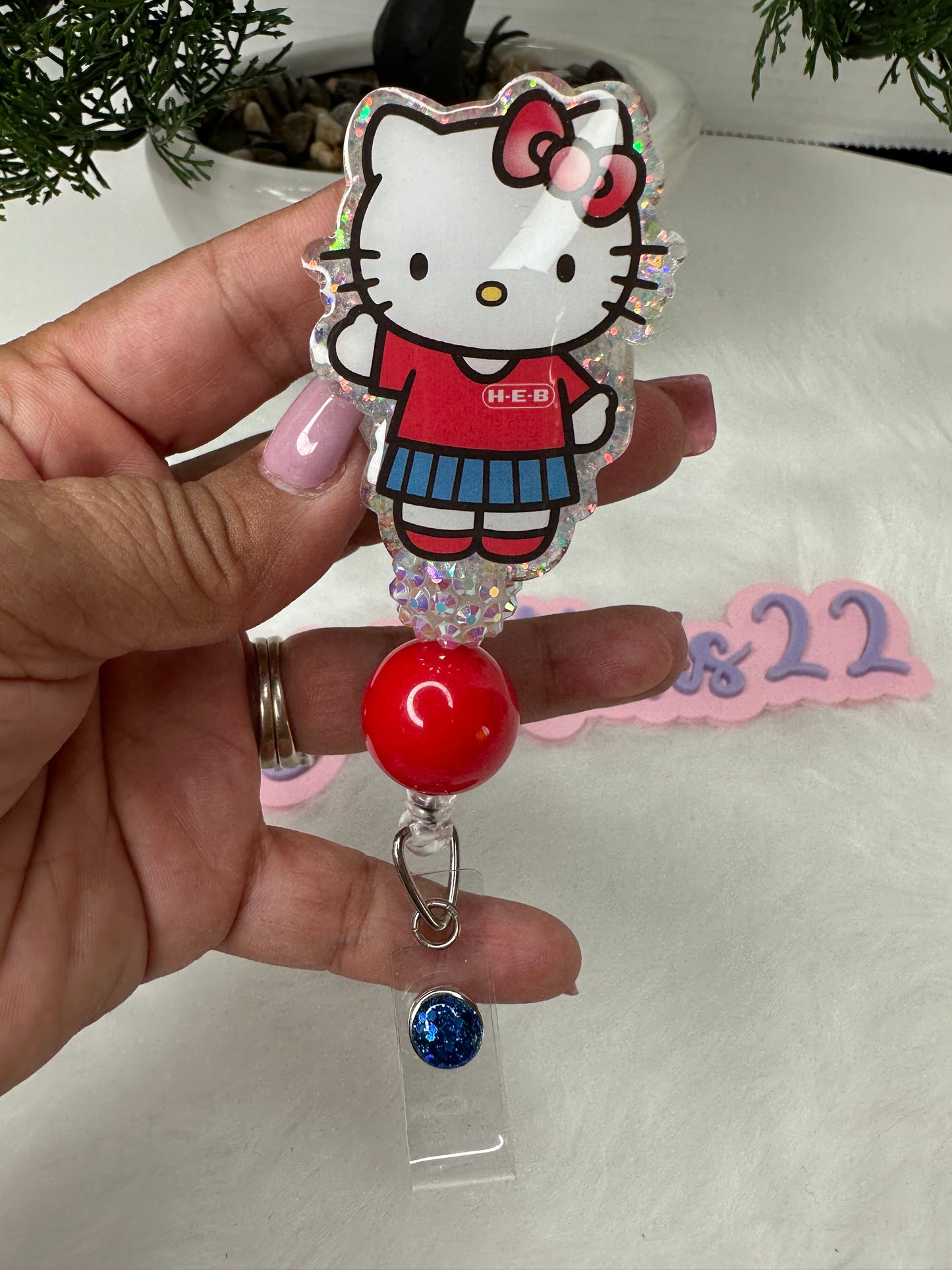 Kawaii Kitty H.E.B Badge Reel