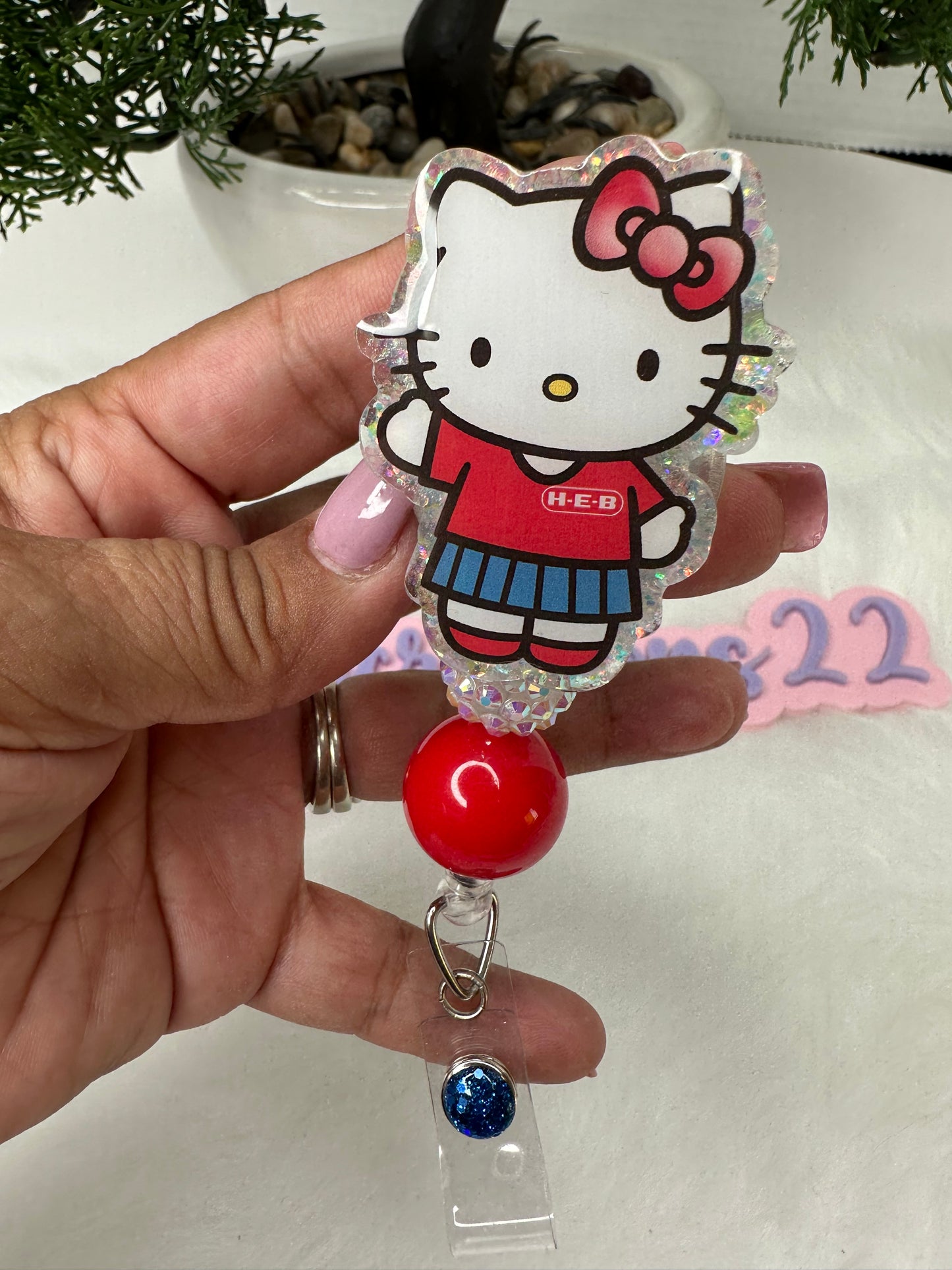 Kawaii Kitty H.E.B Badge Reel