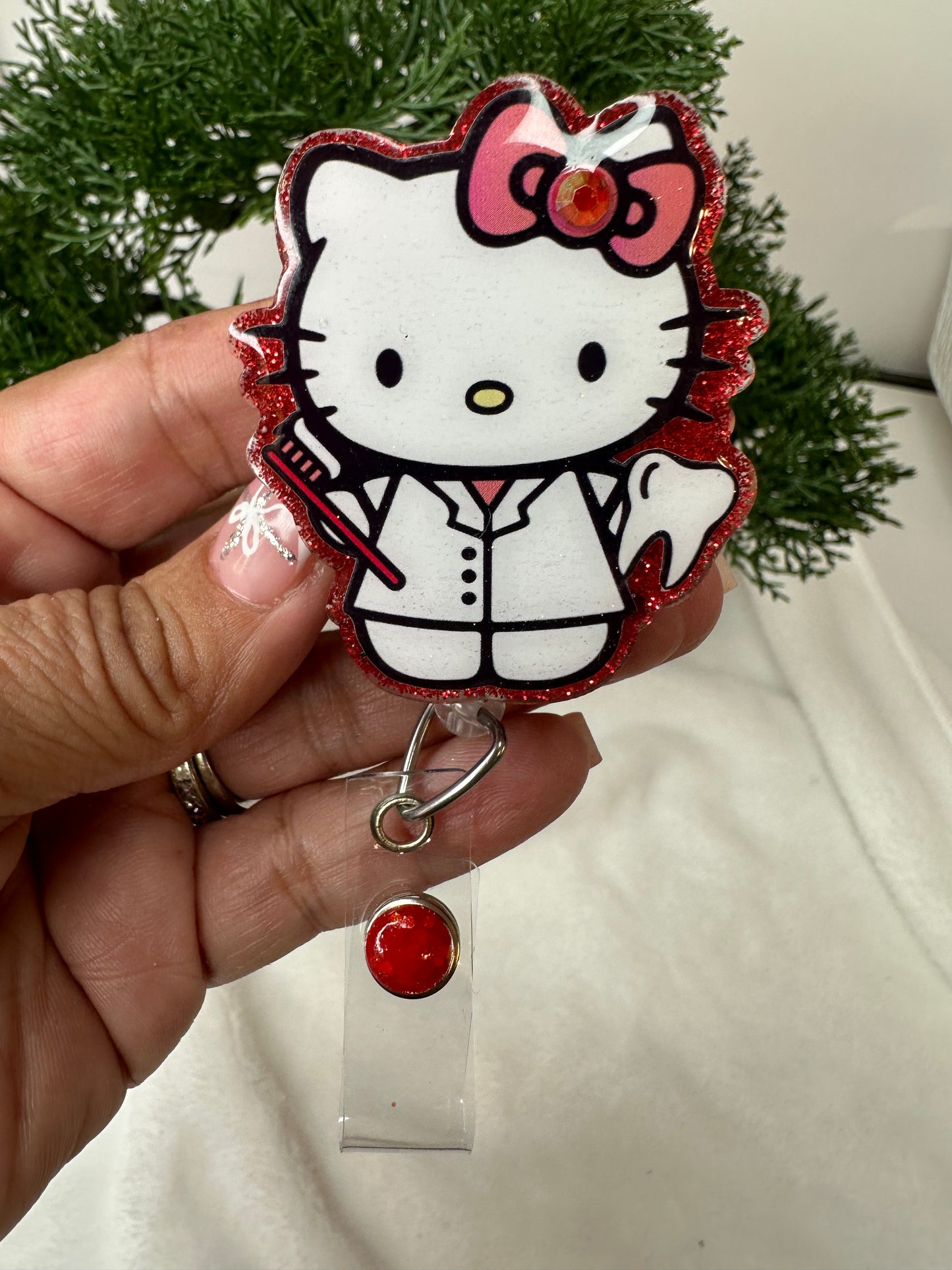 Red Kitty Dental Assistant Badge Reel